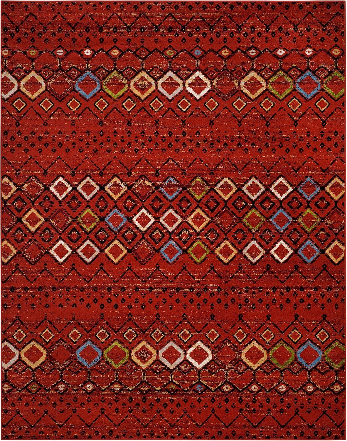 image:imageSAFAVIEH Amsterdam Collection Area Rug 8 x 10 Ivory amp Multi Moroccan Boho Design NonShedding amp Easy Care Ideal for High Traffic Areas in Living Room Bedroom AMS108KTerracottaMulti