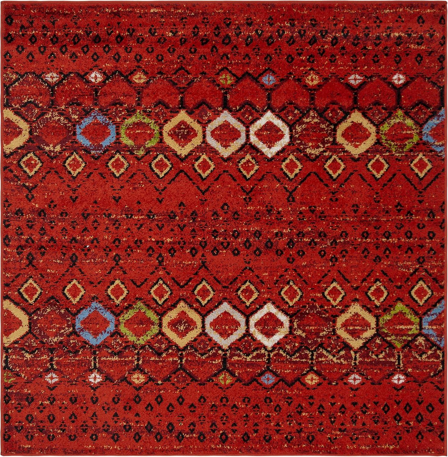 image:imageSAFAVIEH Amsterdam Collection Area Rug 8 x 10 Ivory amp Multi Moroccan Boho Design NonShedding amp Easy Care Ideal for High Traffic Areas in Living Room Bedroom AMS108KTerracottaMulti