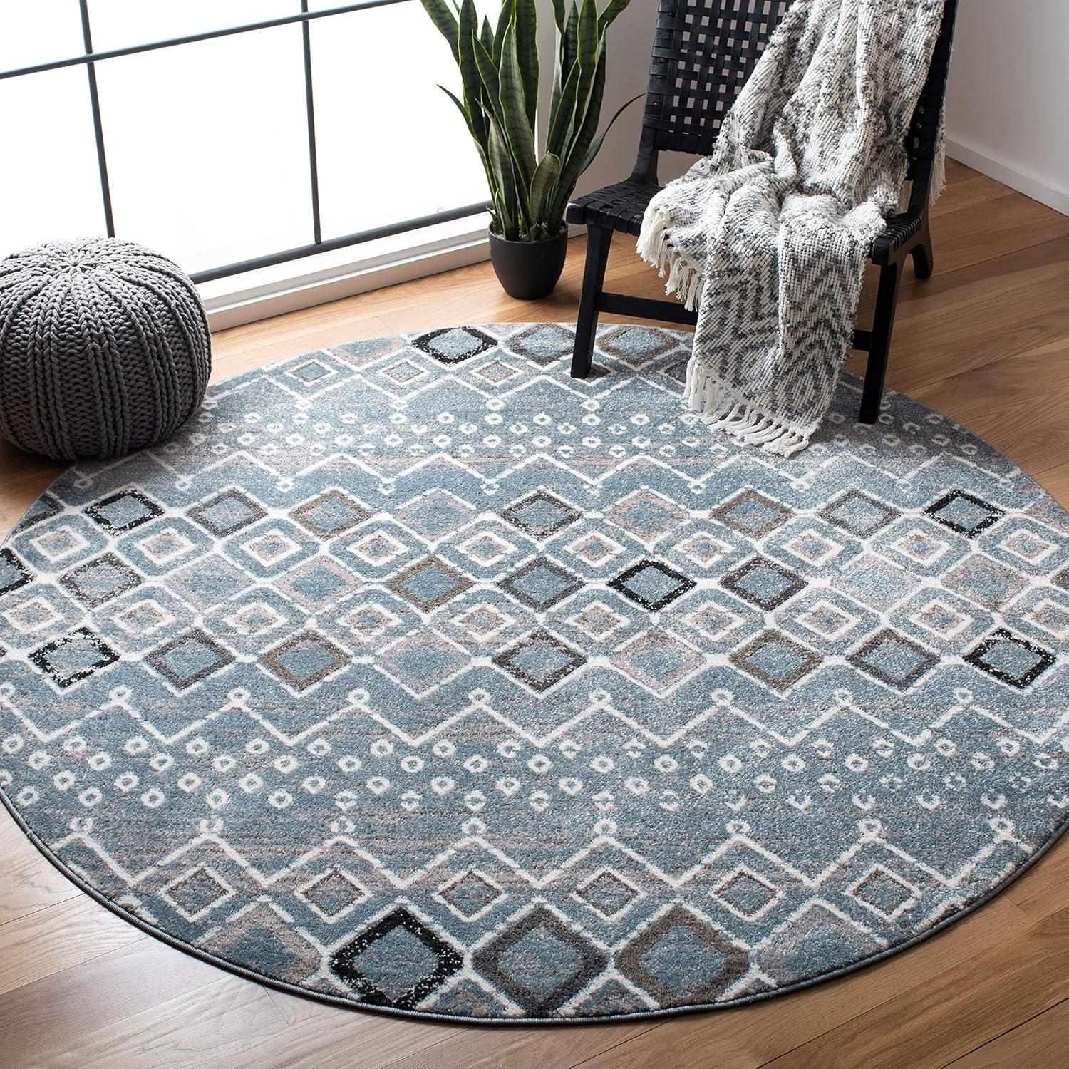 image:imageSAFAVIEH Amsterdam Collection Area Rug 8 x 10 Ivory amp Multi Moroccan Boho Design NonShedding amp Easy Care Ideal for High Traffic Areas in Living Room Bedroom AMS108KBlueIvory