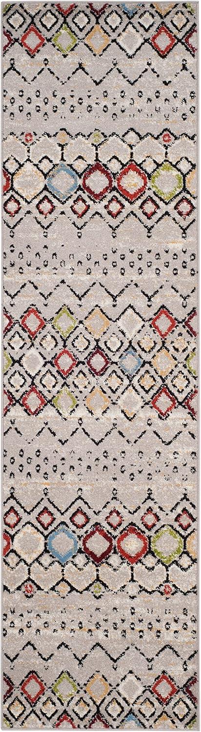 image:imageSAFAVIEH Amsterdam Collection Area Rug 8 x 10 Ivory amp Multi Moroccan Boho Design NonShedding amp Easy Care Ideal for High Traffic Areas in Living Room Bedroom AMS108KLight GreyMulti