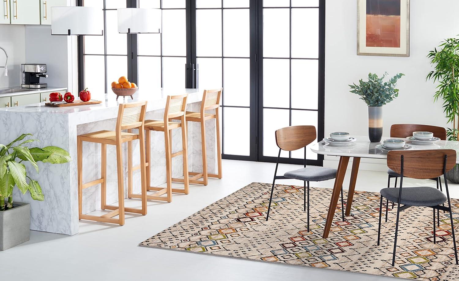 image:imageSAFAVIEH Amsterdam Collection Area Rug 8 x 10 Ivory amp Multi Moroccan Boho Design NonShedding amp Easy Care Ideal for High Traffic Areas in Living Room Bedroom AMS108KIvoryMulti