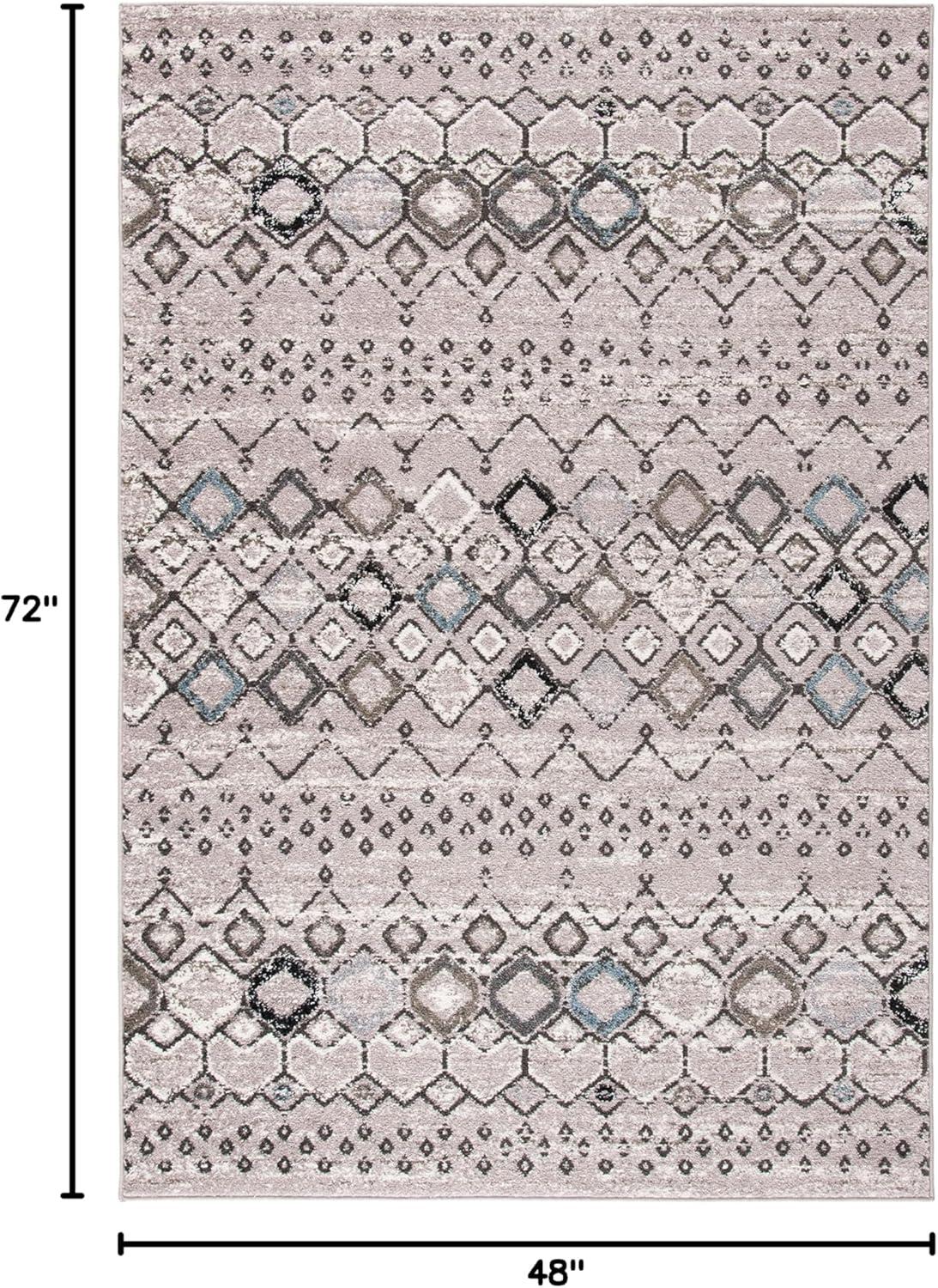 image:imageSAFAVIEH Amsterdam Collection Area Rug 8 x 10 Ivory amp Multi Moroccan Boho Design NonShedding amp Easy Care Ideal for High Traffic Areas in Living Room Bedroom AMS108KLight GreyBrown