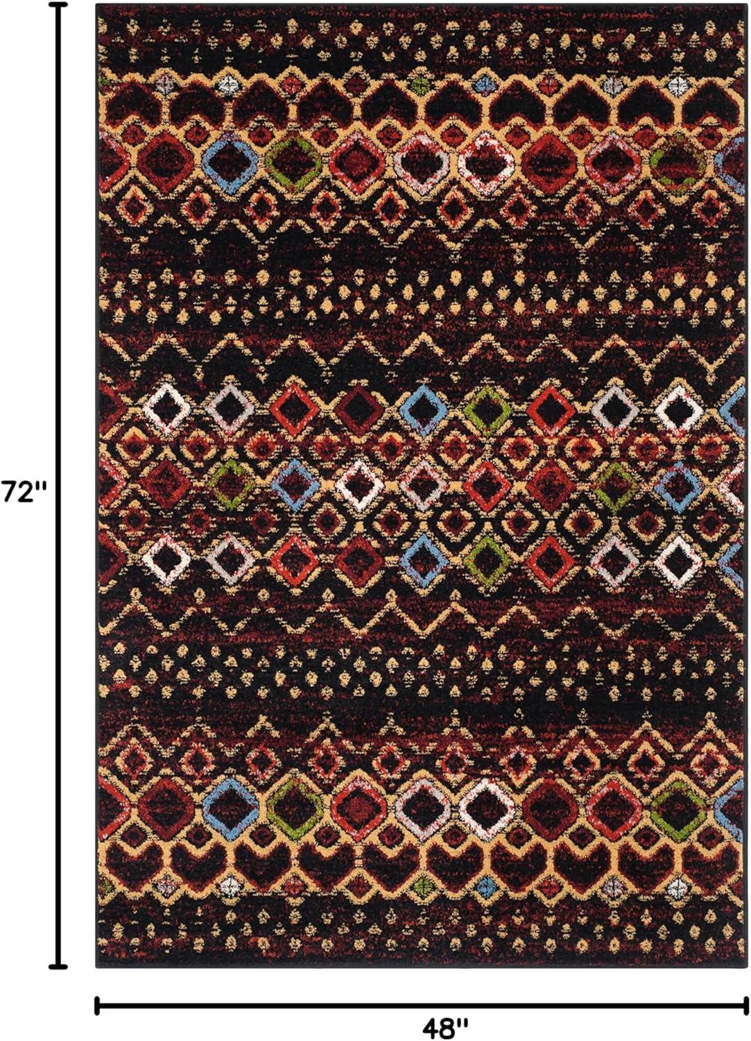 image:imageSAFAVIEH Amsterdam Collection Area Rug 8 x 10 Ivory amp Multi Moroccan Boho Design NonShedding amp Easy Care Ideal for High Traffic Areas in Living Room Bedroom AMS108KBlackMulti