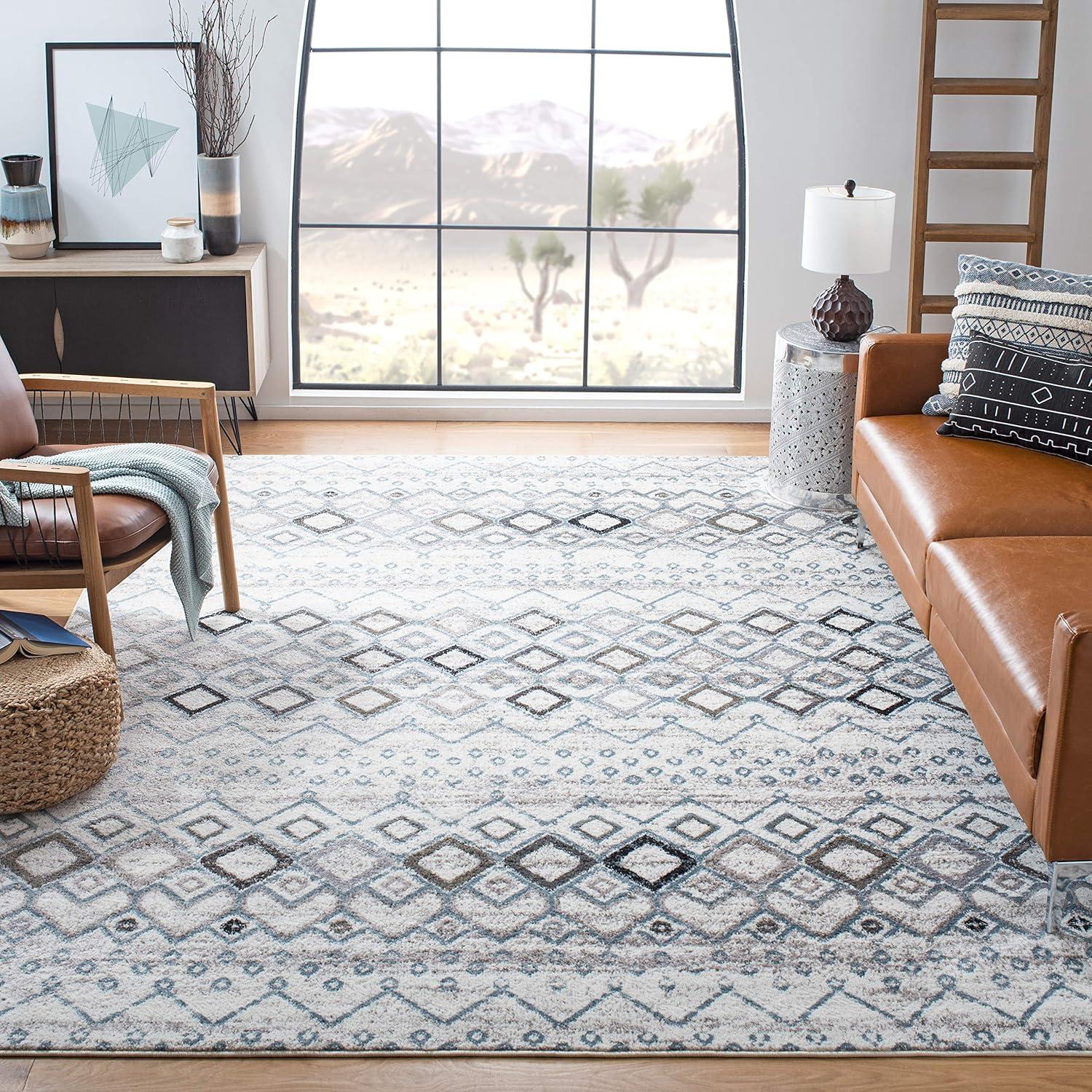 image:imageSAFAVIEH Amsterdam Collection Area Rug 8 x 10 Ivory amp Multi Moroccan Boho Design NonShedding amp Easy Care Ideal for High Traffic Areas in Living Room Bedroom AMS108KIvoryGrey