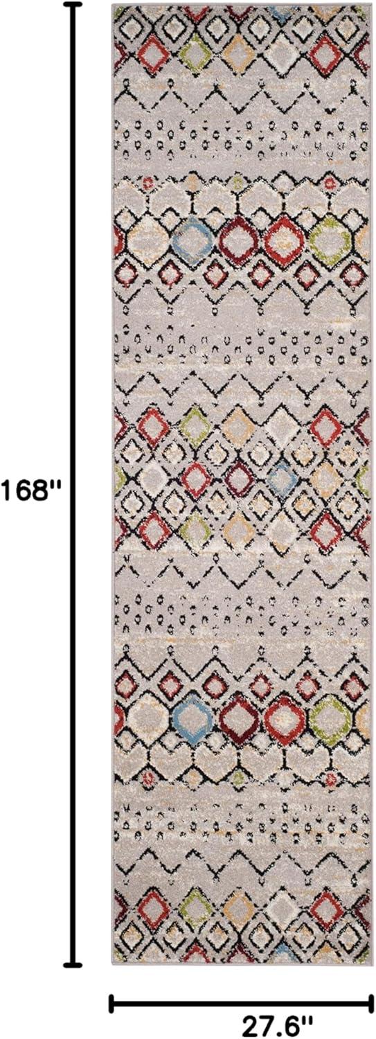 image:imageSAFAVIEH Amsterdam Collection Area Rug 8 x 10 Ivory amp Multi Moroccan Boho Design NonShedding amp Easy Care Ideal for High Traffic Areas in Living Room Bedroom AMS108KLight GreyMulti