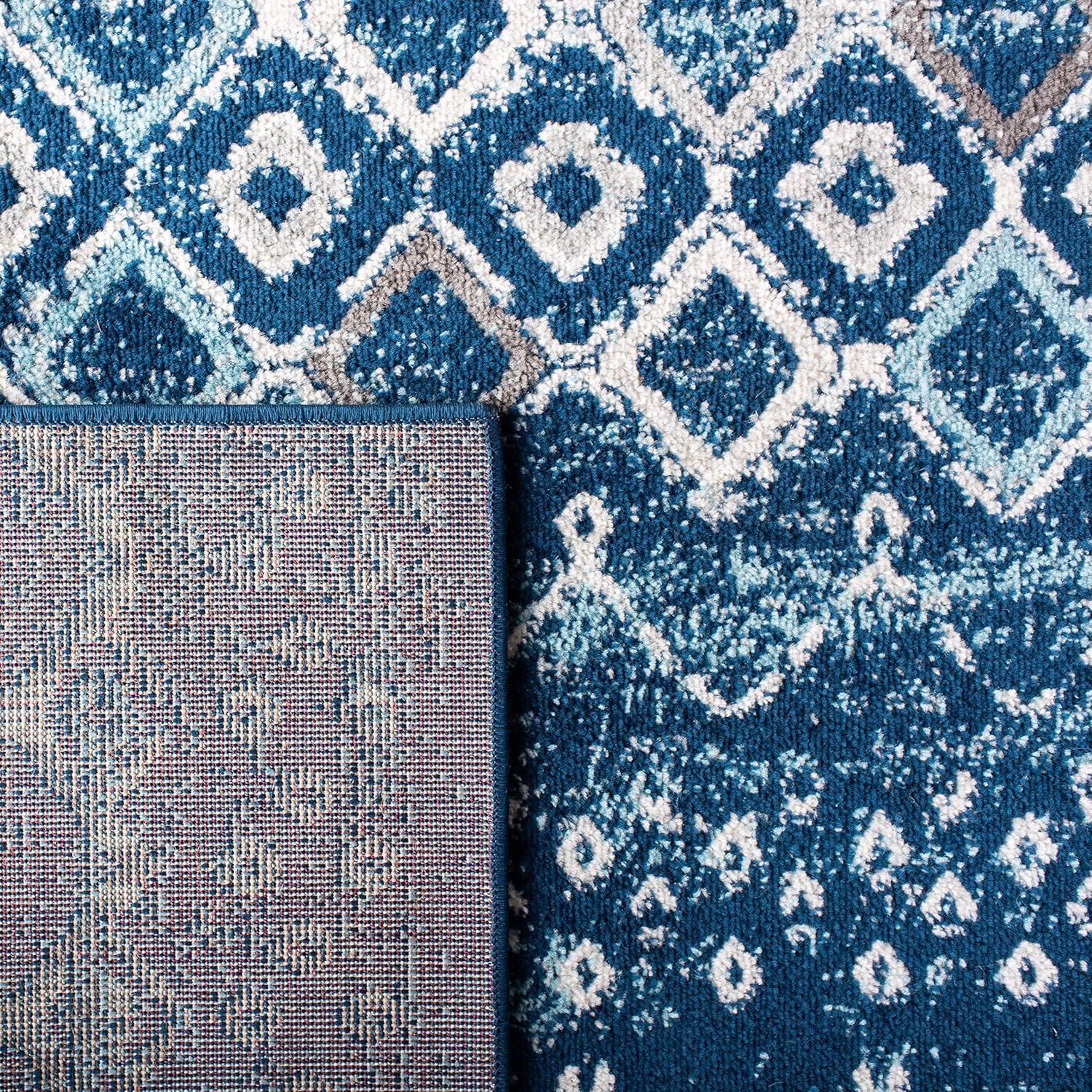image:imageSAFAVIEH Amsterdam Collection Area Rug 8 x 10 Ivory amp Multi Moroccan Boho Design NonShedding amp Easy Care Ideal for High Traffic Areas in Living Room Bedroom AMS108KNavyBeige