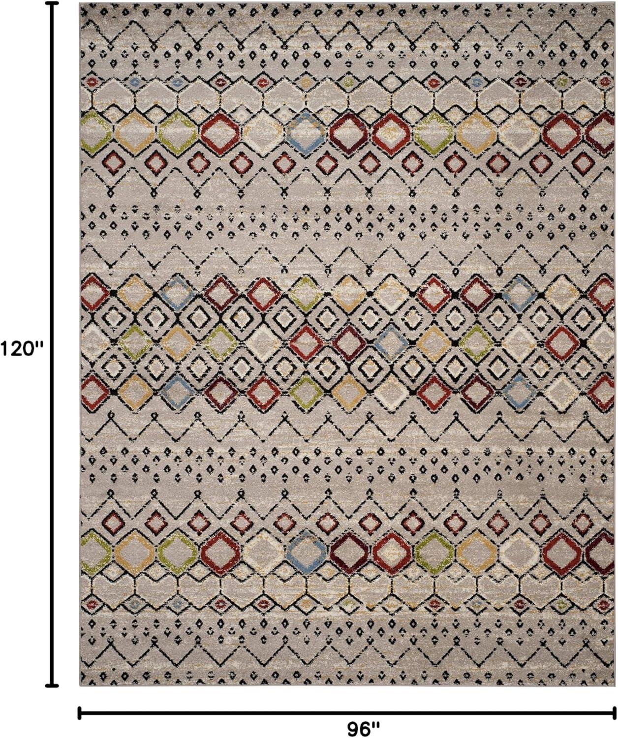 image:imageSAFAVIEH Amsterdam Collection Area Rug 8 x 10 Ivory amp Multi Moroccan Boho Design NonShedding amp Easy Care Ideal for High Traffic Areas in Living Room Bedroom AMS108KLight GreyMulti