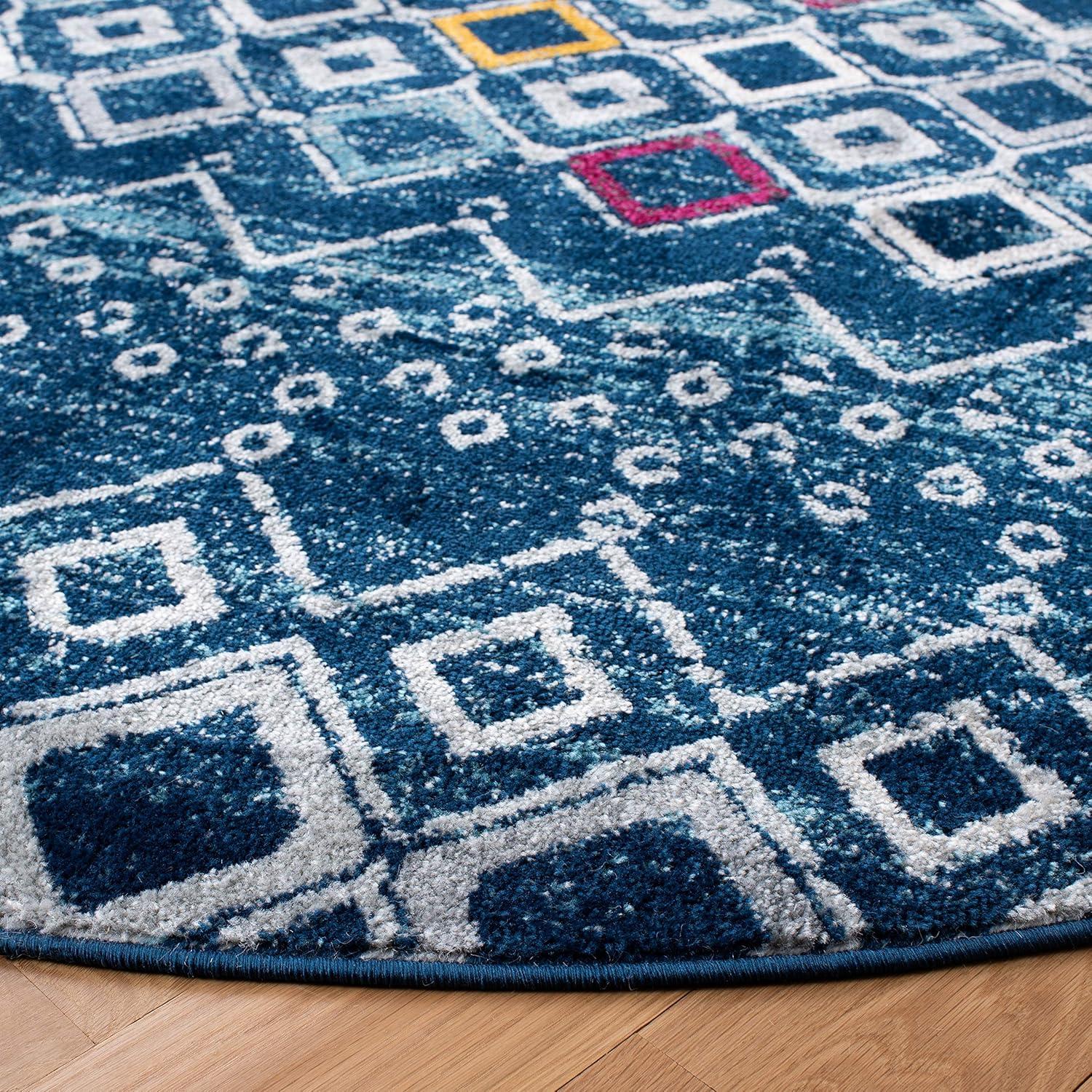 image:imageSAFAVIEH Amsterdam Collection Area Rug 8 x 10 Ivory amp Multi Moroccan Boho Design NonShedding amp Easy Care Ideal for High Traffic Areas in Living Room Bedroom AMS108KNavyTurquoise