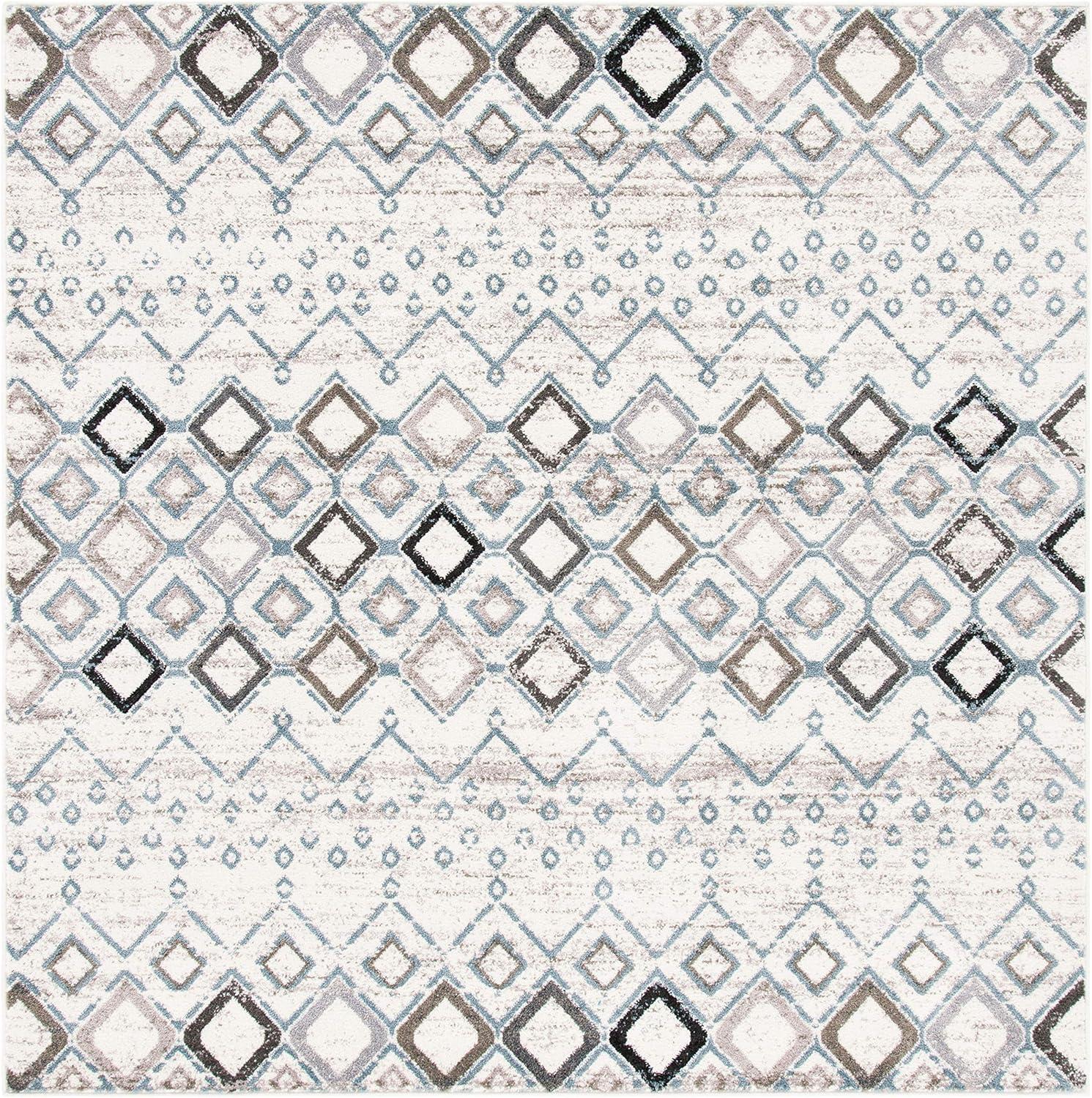 image:imageSAFAVIEH Amsterdam Collection Area Rug 8 x 10 Ivory amp Multi Moroccan Boho Design NonShedding amp Easy Care Ideal for High Traffic Areas in Living Room Bedroom AMS108KIvoryGrey