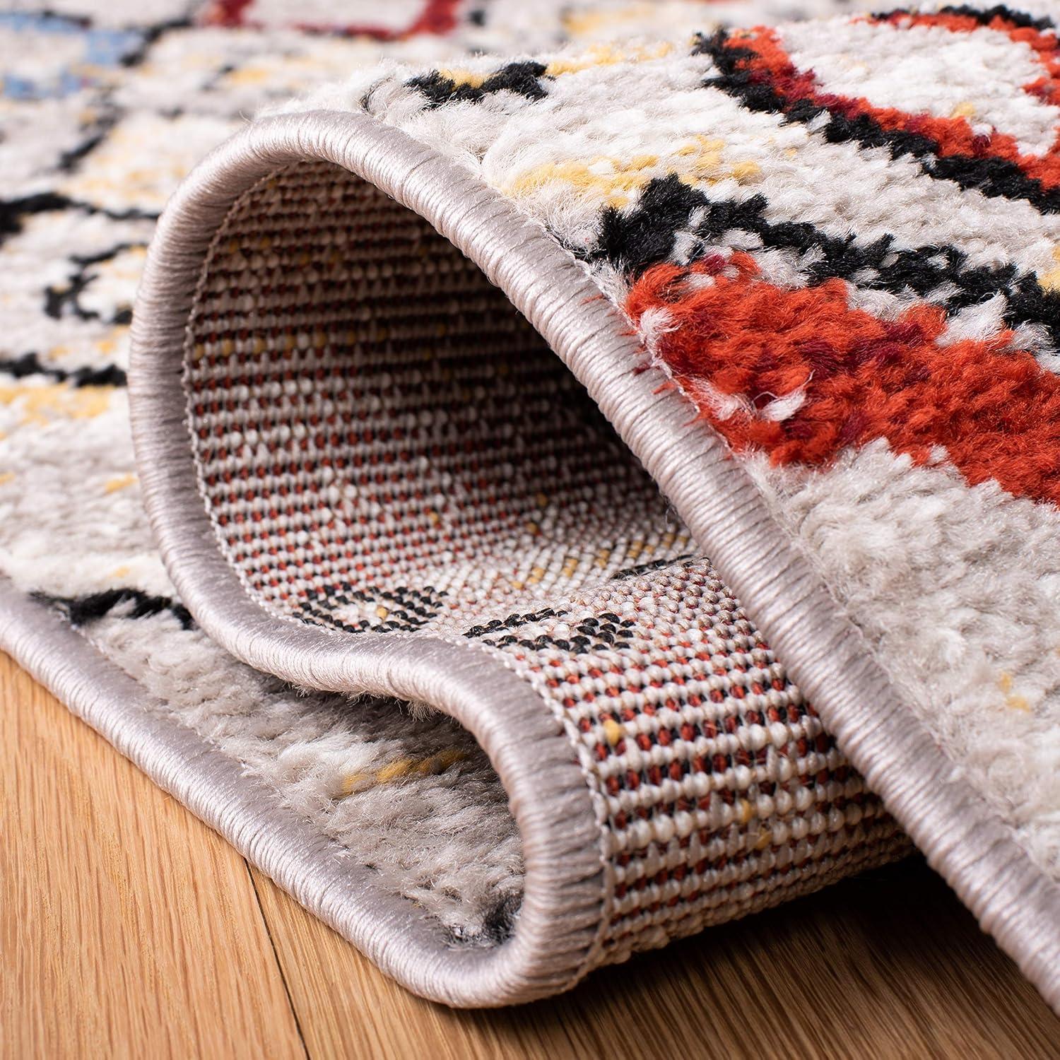 image:imageSAFAVIEH Amsterdam Collection Area Rug 8 x 10 Ivory amp Multi Moroccan Boho Design NonShedding amp Easy Care Ideal for High Traffic Areas in Living Room Bedroom AMS108KLight GreyMulti