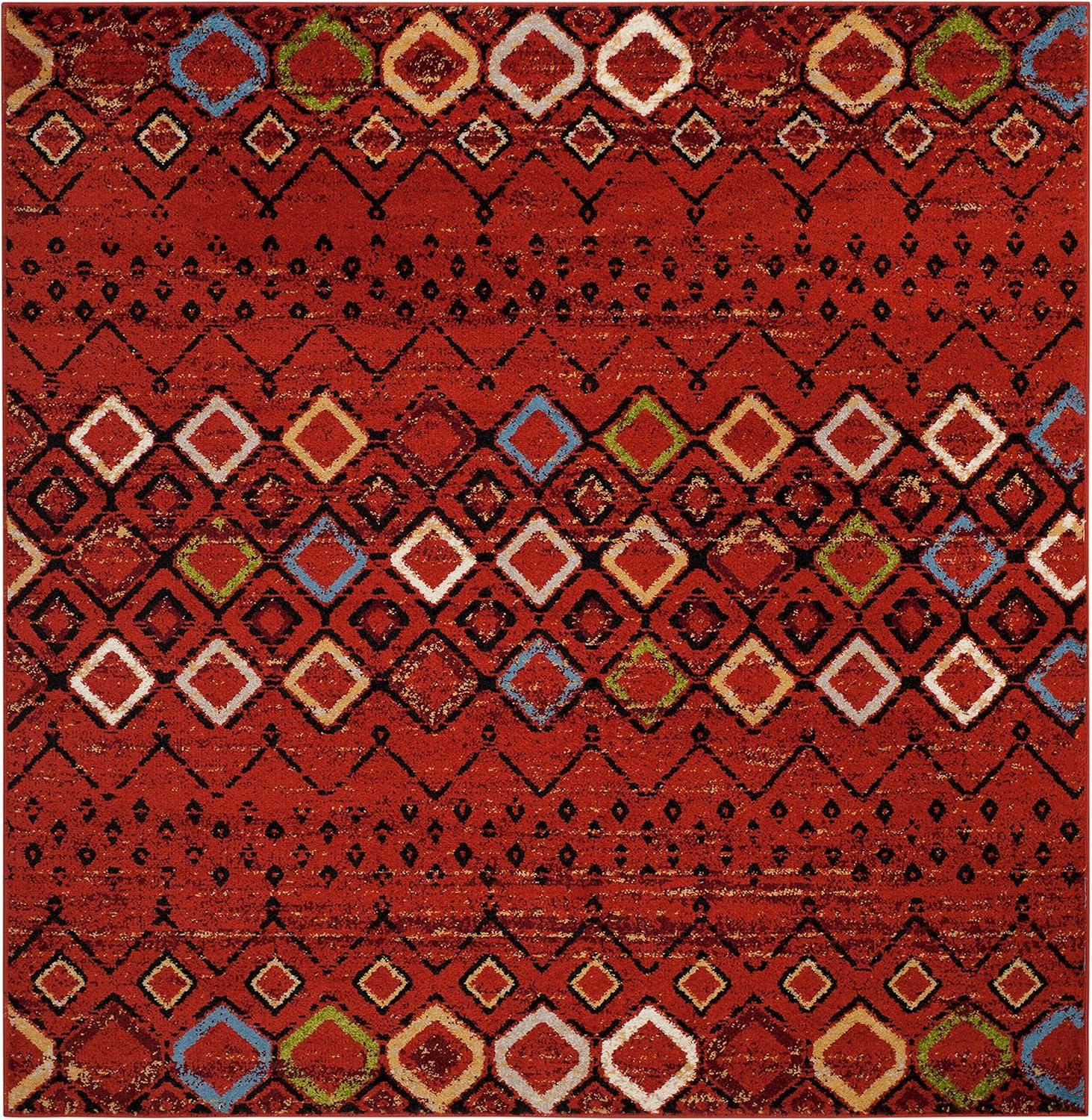 image:imageSAFAVIEH Amsterdam Collection Area Rug 8 x 10 Ivory amp Multi Moroccan Boho Design NonShedding amp Easy Care Ideal for High Traffic Areas in Living Room Bedroom AMS108KTerracottaMulti