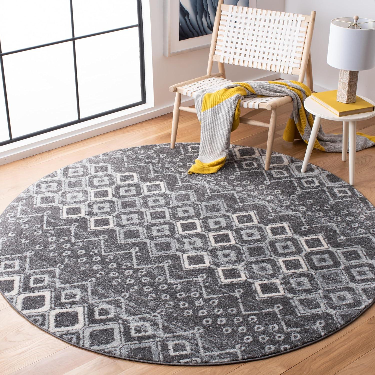 image:imageSAFAVIEH Amsterdam Collection Area Rug 8 x 10 Ivory amp Multi Moroccan Boho Design NonShedding amp Easy Care Ideal for High Traffic Areas in Living Room Bedroom AMS108KDark GreyLight Grey