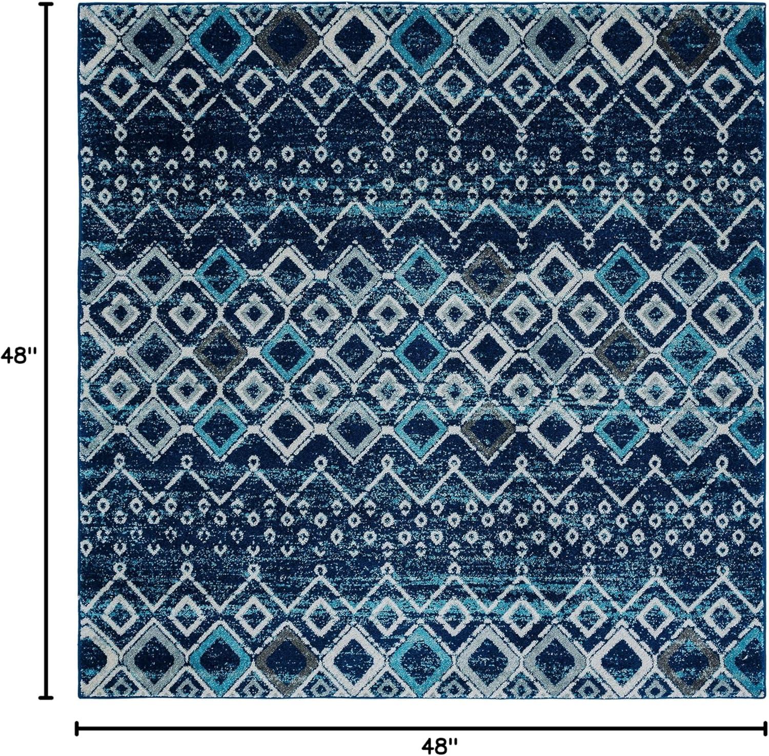 image:imageSAFAVIEH Amsterdam Collection Area Rug 8 x 10 Ivory amp Multi Moroccan Boho Design NonShedding amp Easy Care Ideal for High Traffic Areas in Living Room Bedroom AMS108KNavyBeige