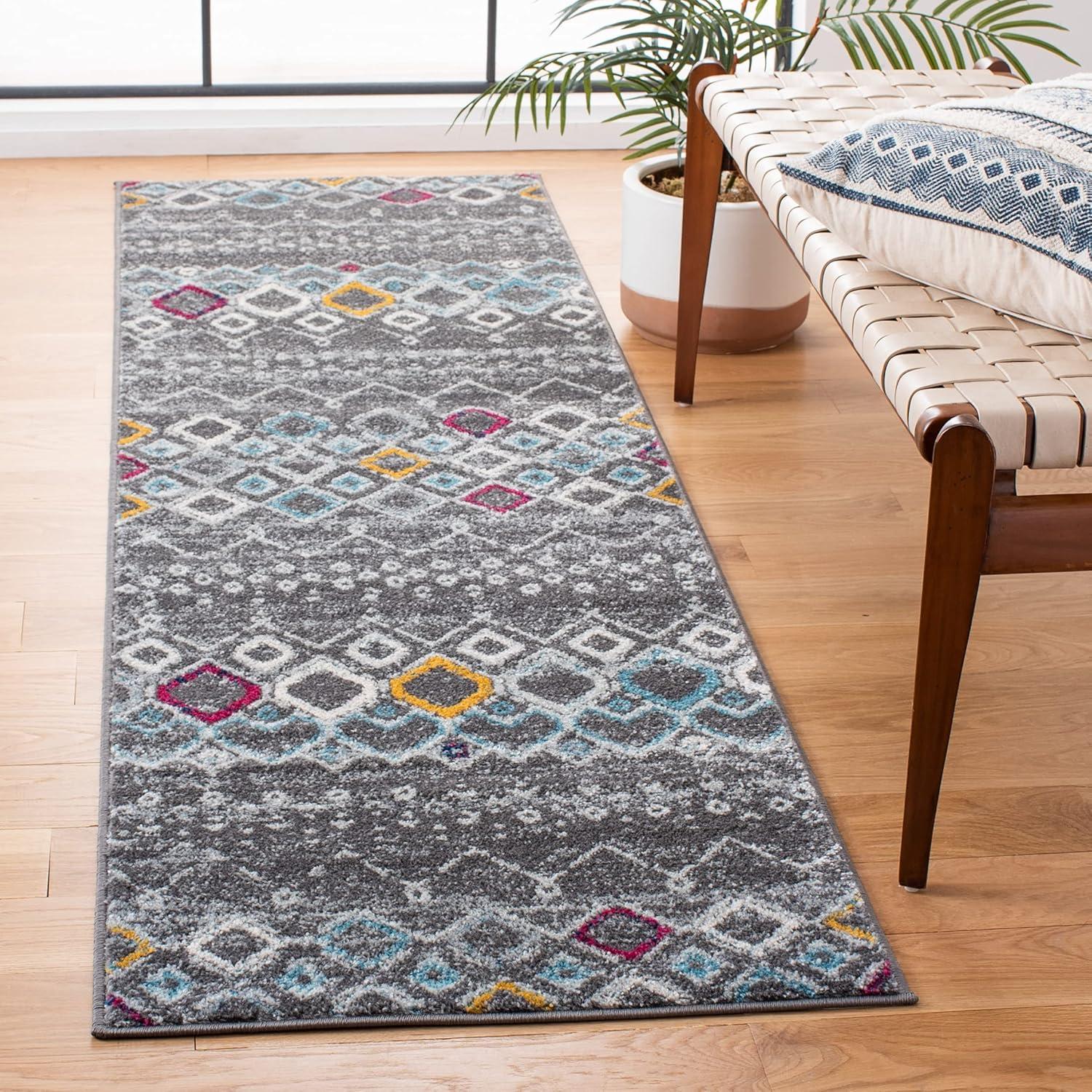 image:imageSAFAVIEH Amsterdam Collection Area Rug 8 x 10 Ivory amp Multi Moroccan Boho Design NonShedding amp Easy Care Ideal for High Traffic Areas in Living Room Bedroom AMS108KDark GreyIvory