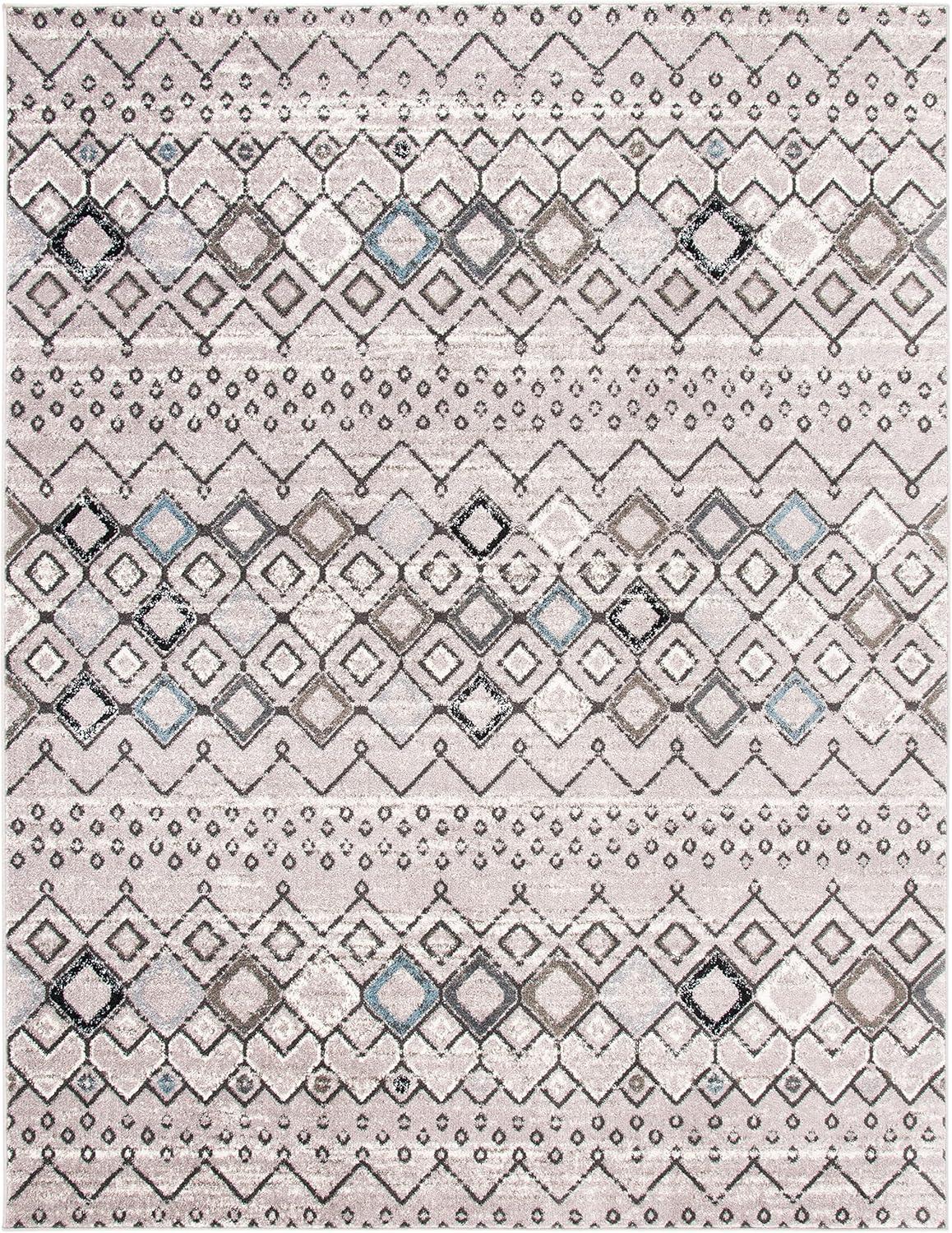 image:imageSAFAVIEH Amsterdam Collection Area Rug 8 x 10 Ivory amp Multi Moroccan Boho Design NonShedding amp Easy Care Ideal for High Traffic Areas in Living Room Bedroom AMS108KLight GreyBrown