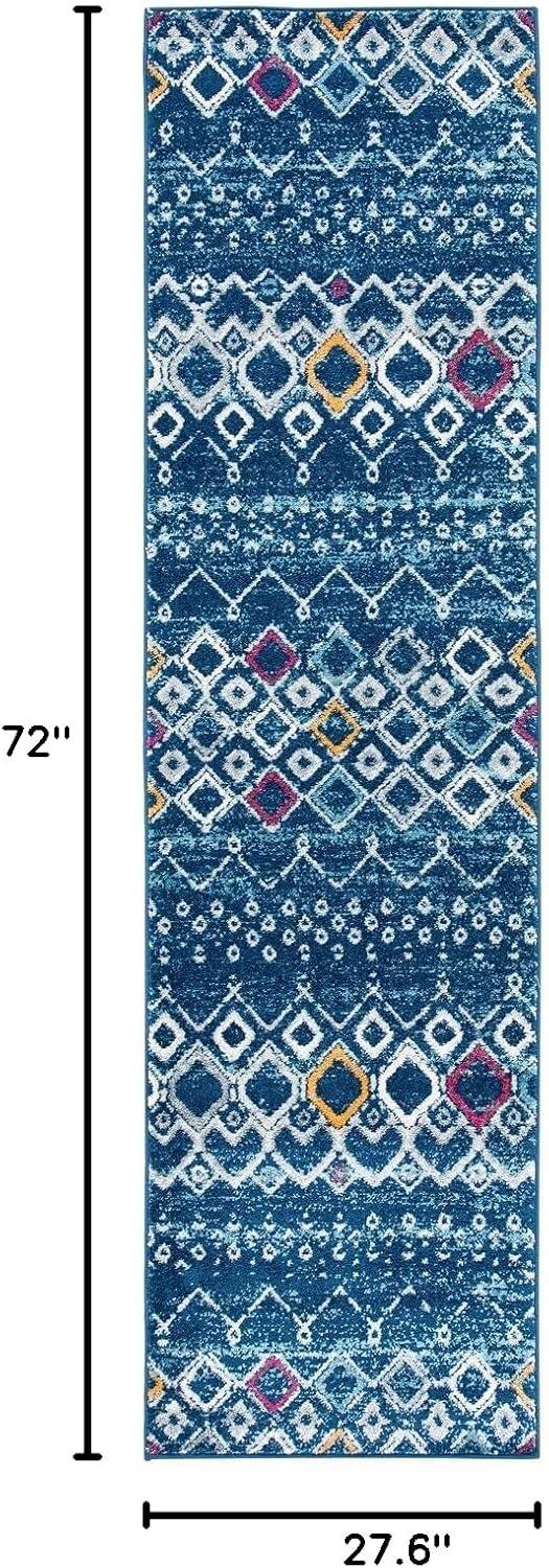 image:imageSAFAVIEH Amsterdam Collection Area Rug 8 x 10 Ivory amp Multi Moroccan Boho Design NonShedding amp Easy Care Ideal for High Traffic Areas in Living Room Bedroom AMS108KNavyTurquoise