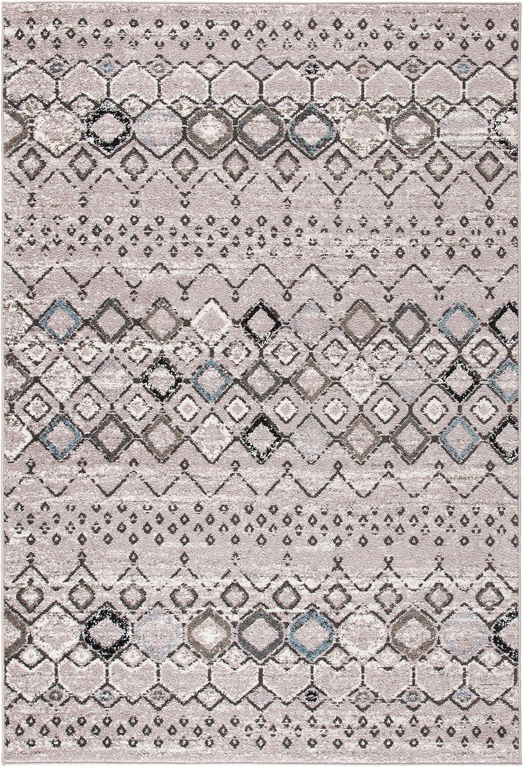 image:imageSAFAVIEH Amsterdam Collection Area Rug 8 x 10 Ivory amp Multi Moroccan Boho Design NonShedding amp Easy Care Ideal for High Traffic Areas in Living Room Bedroom AMS108KLight GreyBrown
