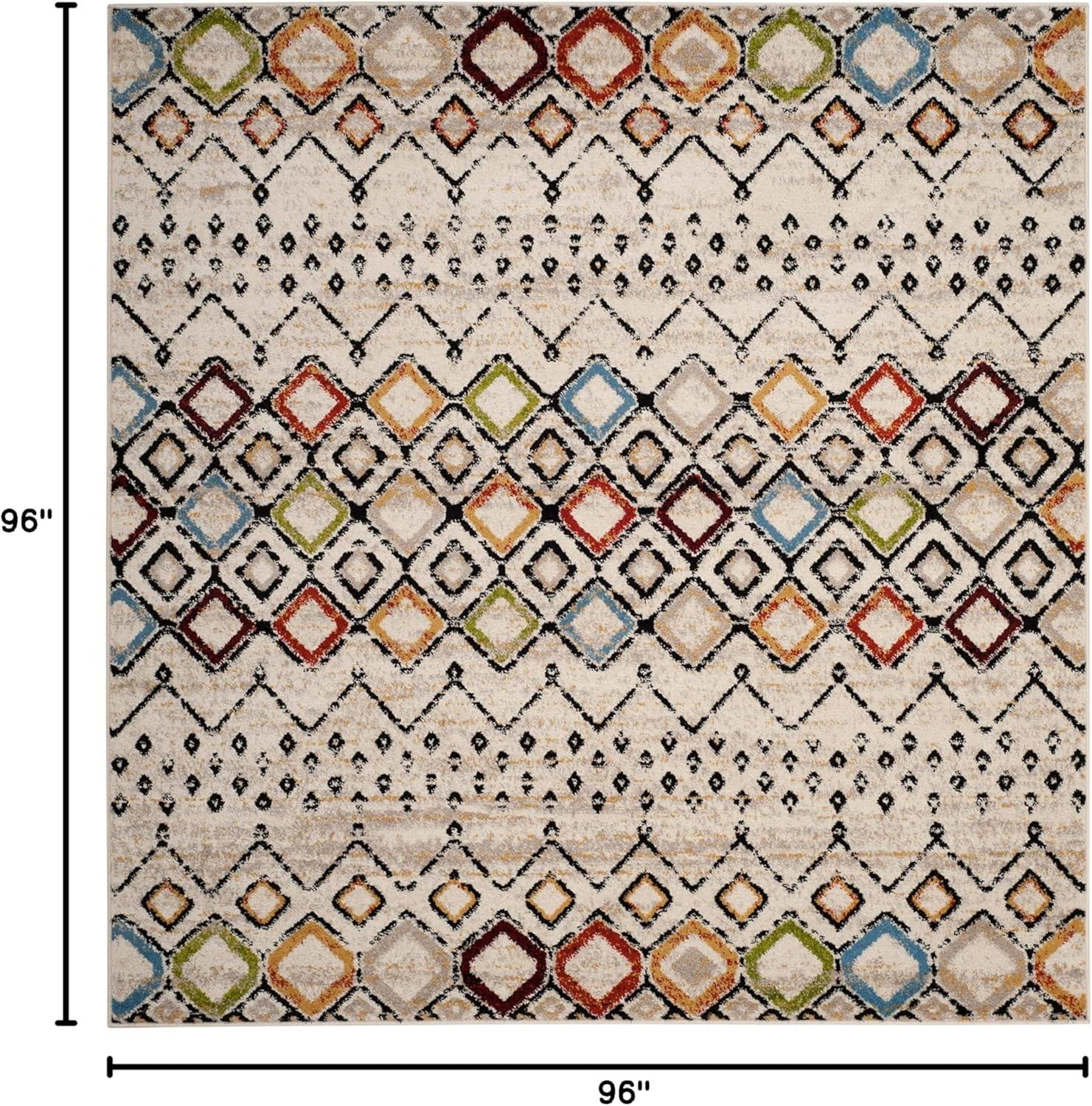 image:imageSAFAVIEH Amsterdam Collection Area Rug 8 x 10 Ivory amp Multi Moroccan Boho Design NonShedding amp Easy Care Ideal for High Traffic Areas in Living Room Bedroom AMS108KIvoryMulti