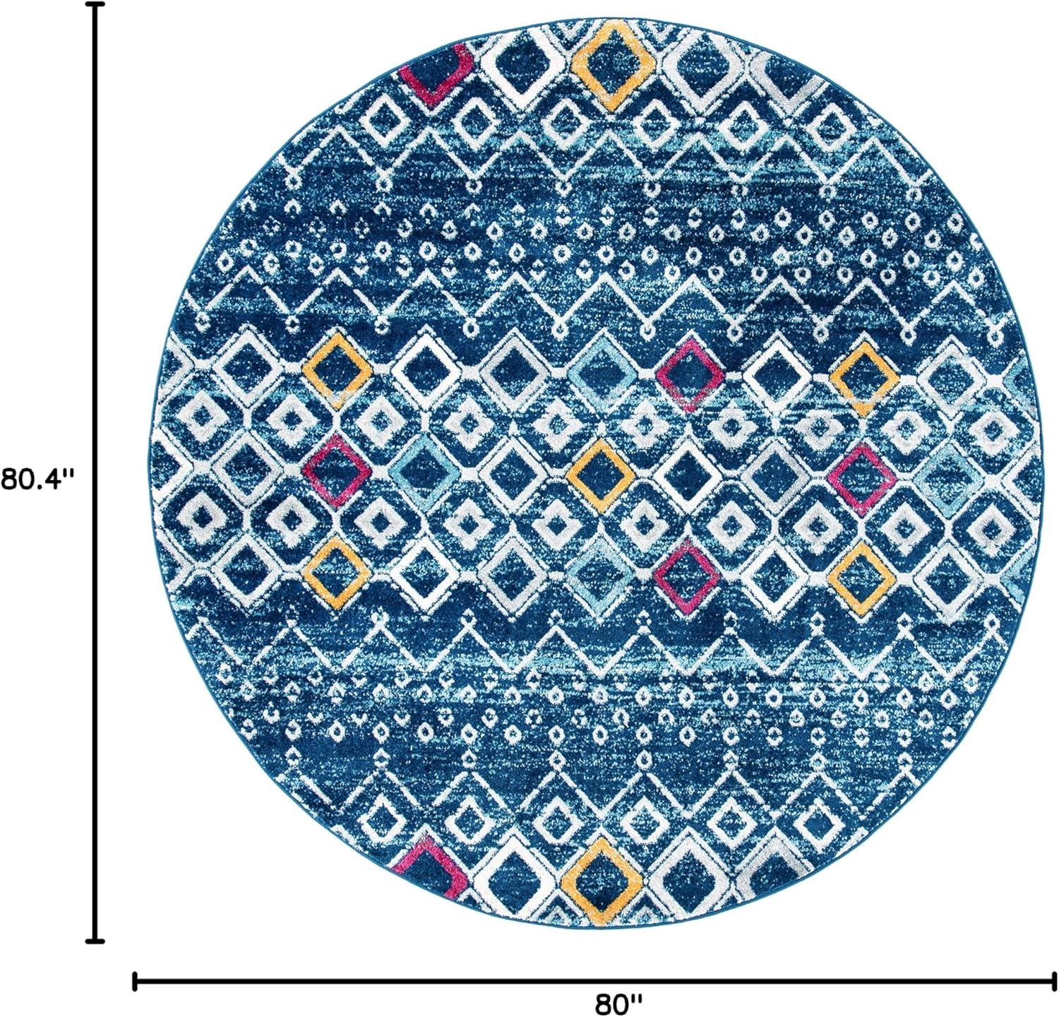 image:imageSAFAVIEH Amsterdam Collection Area Rug 8 x 10 Ivory amp Multi Moroccan Boho Design NonShedding amp Easy Care Ideal for High Traffic Areas in Living Room Bedroom AMS108KNavyTurquoise