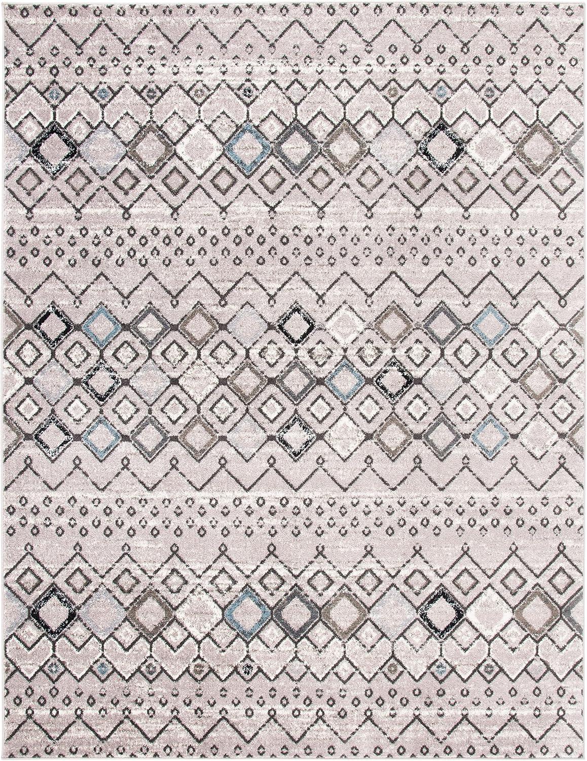 image:imageSAFAVIEH Amsterdam Collection Area Rug 8 x 10 Ivory amp Multi Moroccan Boho Design NonShedding amp Easy Care Ideal for High Traffic Areas in Living Room Bedroom AMS108KLight GreyBrown