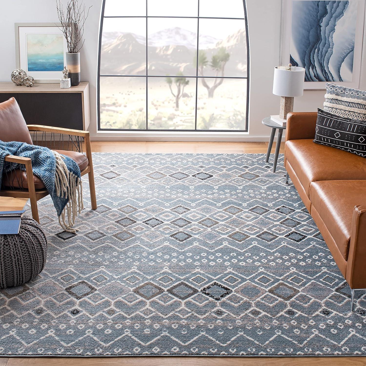 image:imageSAFAVIEH Amsterdam Collection Area Rug 8 x 10 Ivory amp Multi Moroccan Boho Design NonShedding amp Easy Care Ideal for High Traffic Areas in Living Room Bedroom AMS108KBlueIvory