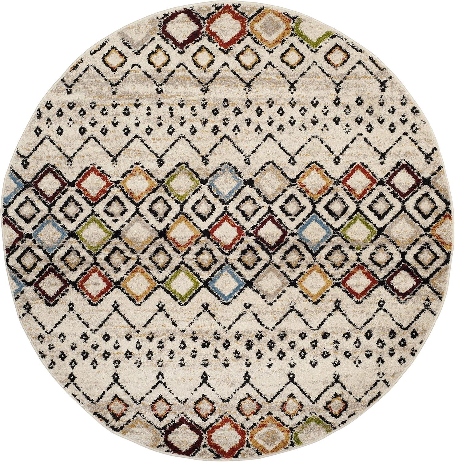 image:imageSAFAVIEH Amsterdam Collection Area Rug 8 x 10 Ivory amp Multi Moroccan Boho Design NonShedding amp Easy Care Ideal for High Traffic Areas in Living Room Bedroom AMS108KIvoryMulti