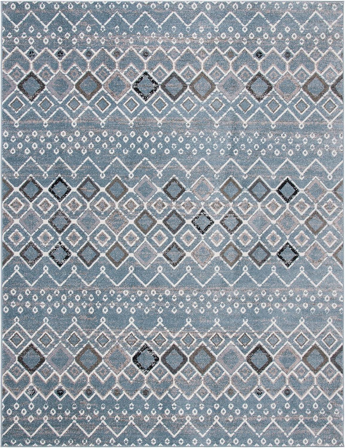 image:imageSAFAVIEH Amsterdam Collection Area Rug 8 x 10 Ivory amp Multi Moroccan Boho Design NonShedding amp Easy Care Ideal for High Traffic Areas in Living Room Bedroom AMS108KBlueIvory