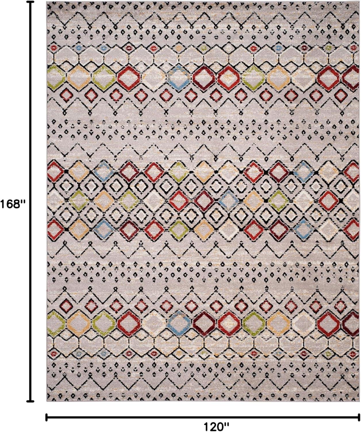 image:imageSAFAVIEH Amsterdam Collection Area Rug 8 x 10 Ivory amp Multi Moroccan Boho Design NonShedding amp Easy Care Ideal for High Traffic Areas in Living Room Bedroom AMS108KLight GreyMulti