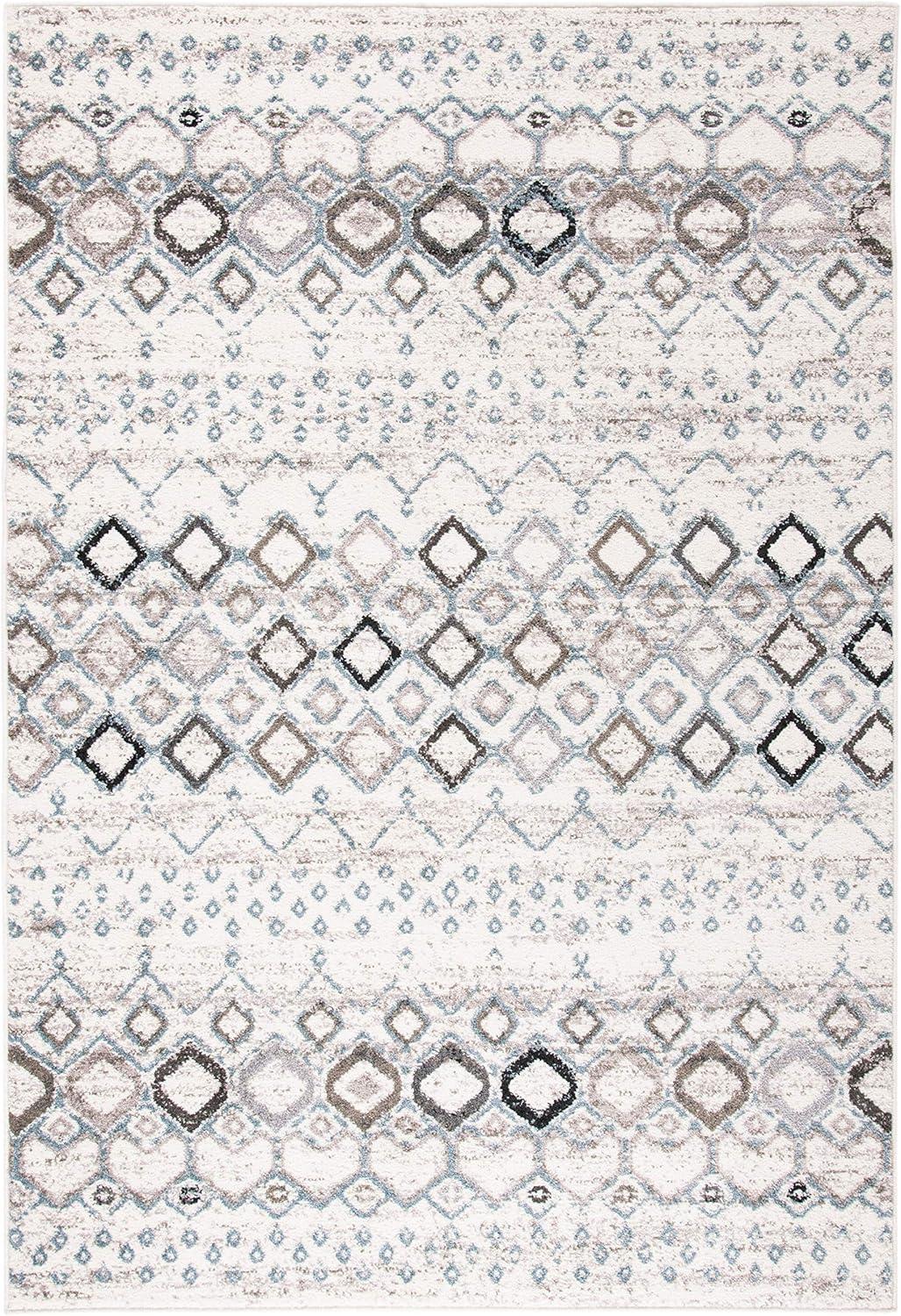 image:imageSAFAVIEH Amsterdam Collection Area Rug 8 x 10 Ivory amp Multi Moroccan Boho Design NonShedding amp Easy Care Ideal for High Traffic Areas in Living Room Bedroom AMS108KIvoryGrey