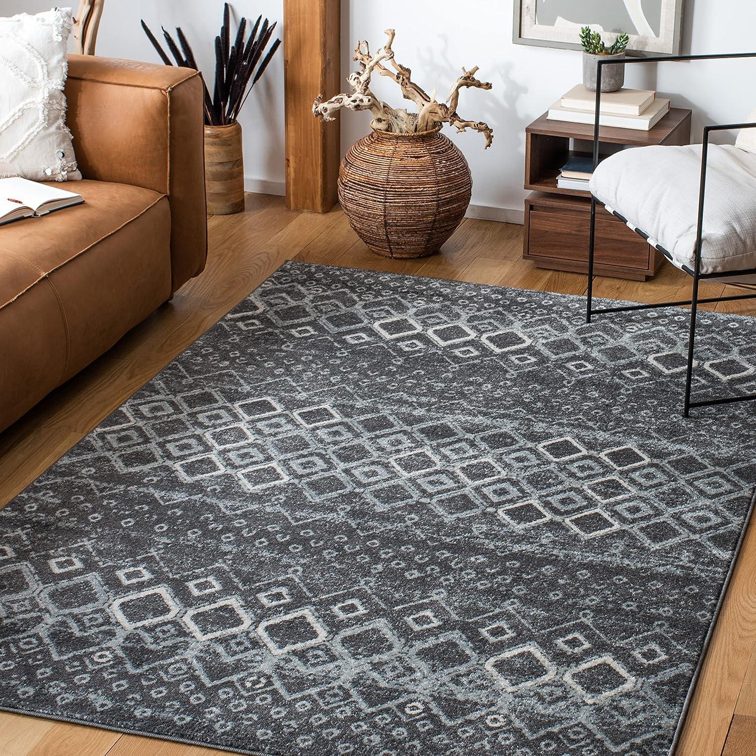 image:imageSAFAVIEH Amsterdam Collection Area Rug 8 x 10 Ivory amp Multi Moroccan Boho Design NonShedding amp Easy Care Ideal for High Traffic Areas in Living Room Bedroom AMS108KDark GreyLight Grey