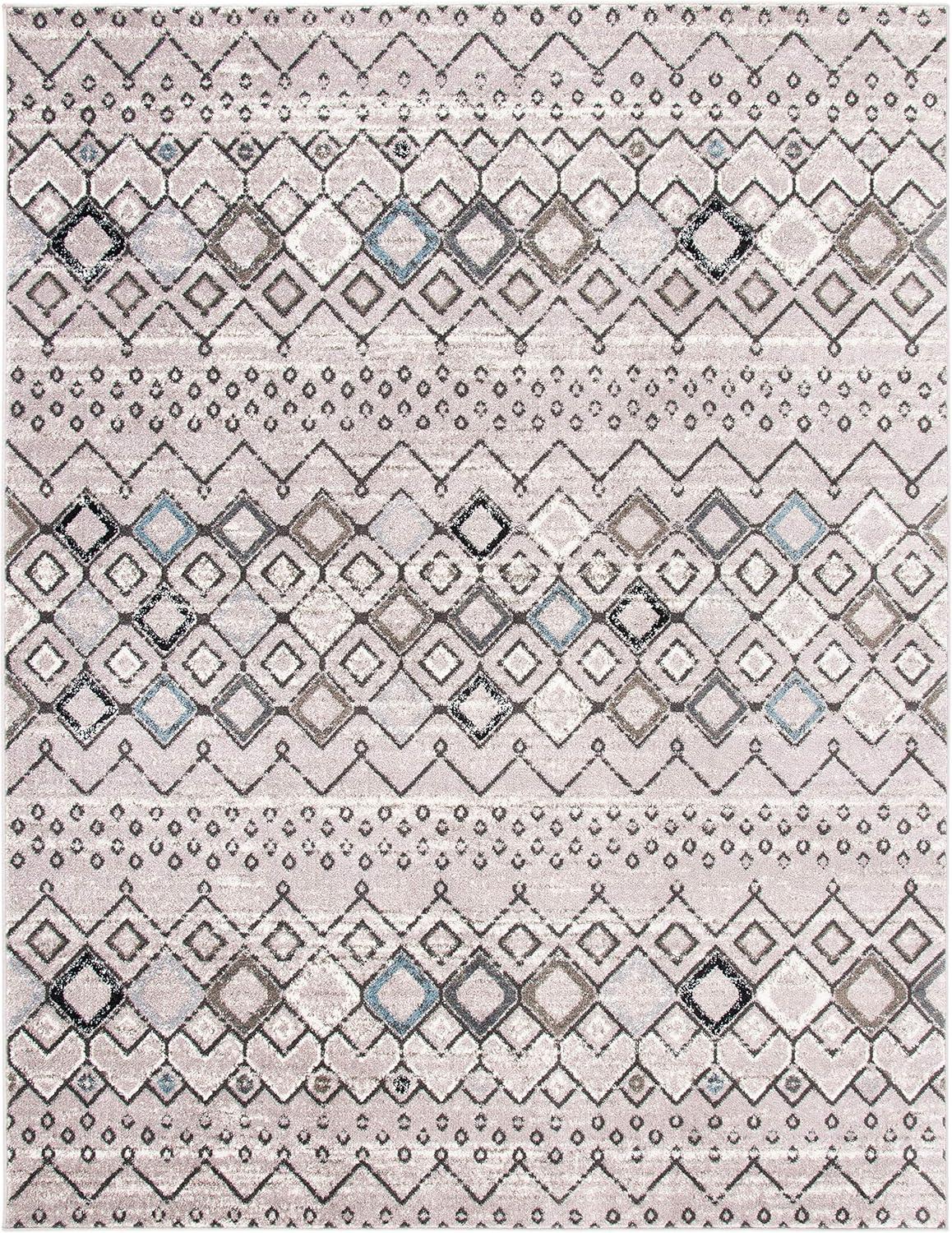 image:imageSAFAVIEH Amsterdam Collection Area Rug 8 x 10 Ivory amp Multi Moroccan Boho Design NonShedding amp Easy Care Ideal for High Traffic Areas in Living Room Bedroom AMS108KLight GreyBrown