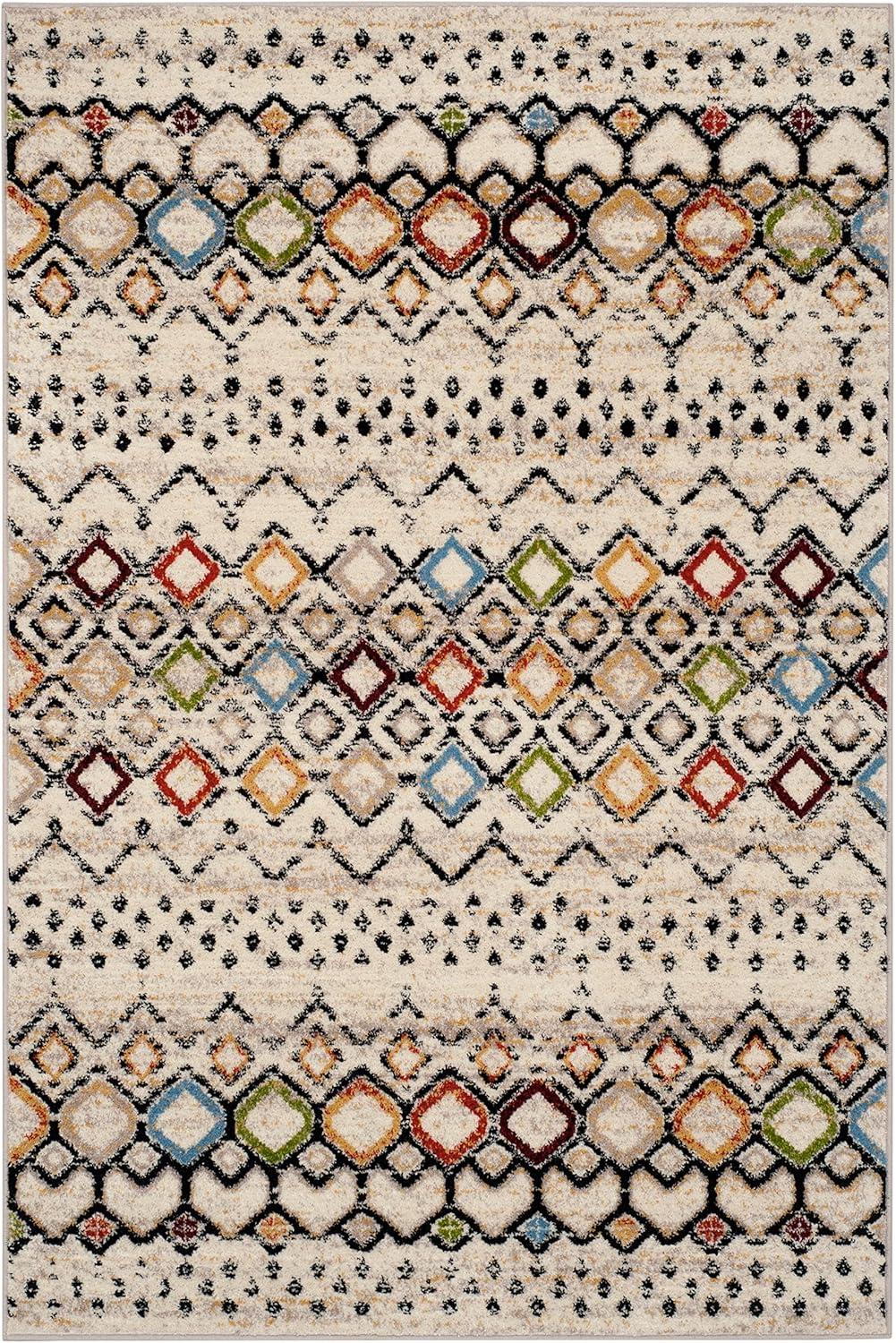 image:imageSAFAVIEH Amsterdam Collection Area Rug 8 x 10 Ivory amp Multi Moroccan Boho Design NonShedding amp Easy Care Ideal for High Traffic Areas in Living Room Bedroom AMS108KIvoryMulti