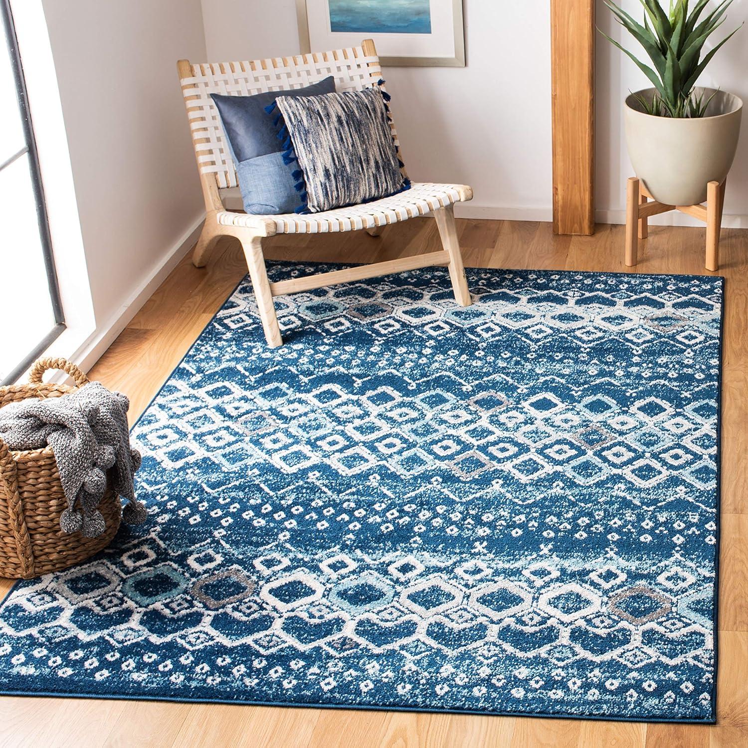 image:imageSAFAVIEH Amsterdam Collection Area Rug 8 x 10 Ivory amp Multi Moroccan Boho Design NonShedding amp Easy Care Ideal for High Traffic Areas in Living Room Bedroom AMS108KNavyBeige