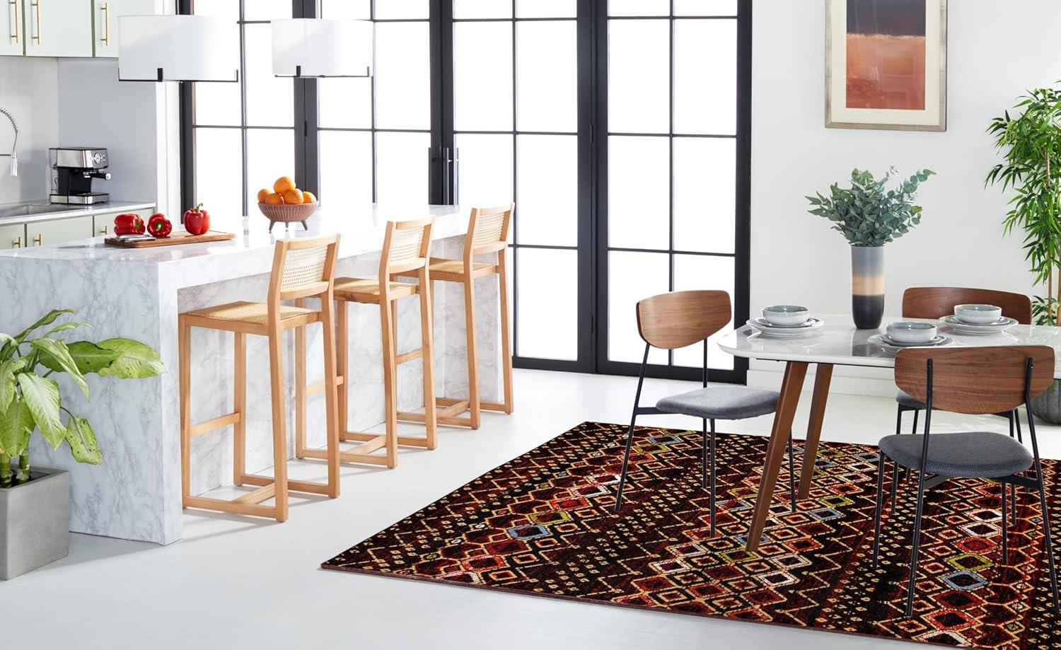 image:imageSAFAVIEH Amsterdam Collection Area Rug 8 x 10 Ivory amp Multi Moroccan Boho Design NonShedding amp Easy Care Ideal for High Traffic Areas in Living Room Bedroom AMS108KBlackMulti