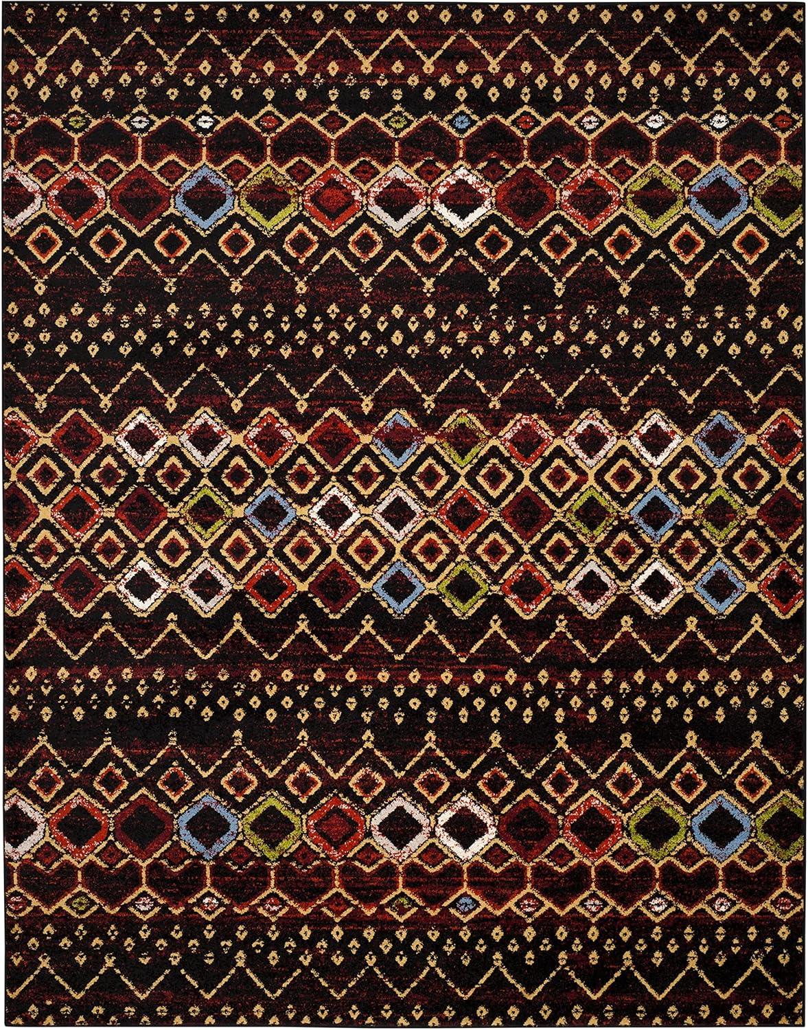 image:imageSAFAVIEH Amsterdam Collection Area Rug 8 x 10 Ivory amp Multi Moroccan Boho Design NonShedding amp Easy Care Ideal for High Traffic Areas in Living Room Bedroom AMS108KBlackMulti