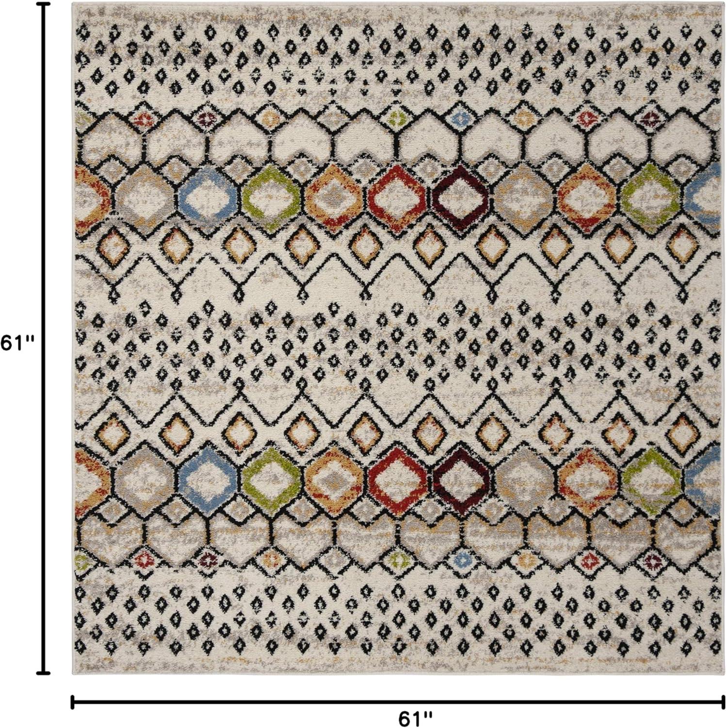 image:imageSAFAVIEH Amsterdam Collection Area Rug 8 x 10 Ivory amp Multi Moroccan Boho Design NonShedding amp Easy Care Ideal for High Traffic Areas in Living Room Bedroom AMS108KIvoryMulti
