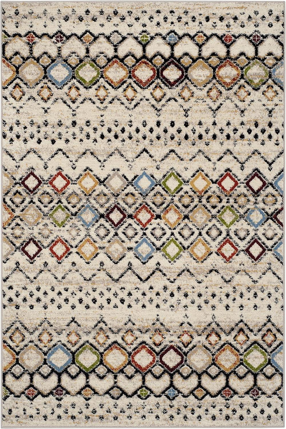 image:imageSAFAVIEH Amsterdam Collection Area Rug 8 x 10 Ivory amp Multi Moroccan Boho Design NonShedding amp Easy Care Ideal for High Traffic Areas in Living Room Bedroom AMS108KIvoryMulti