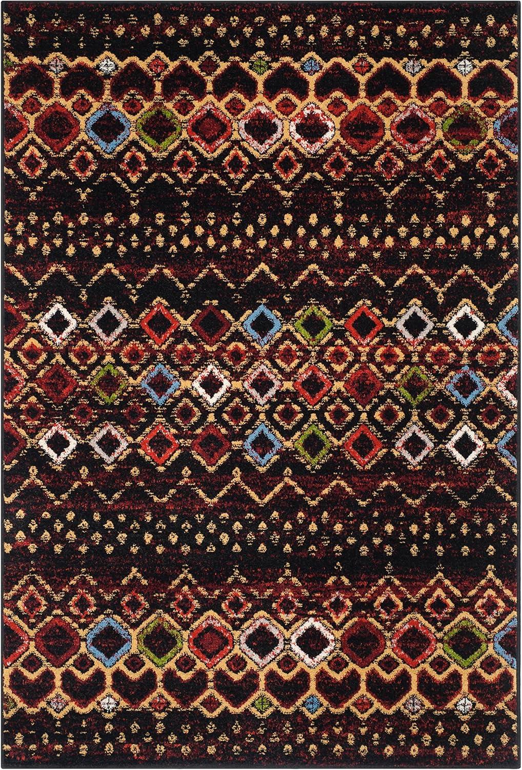 image:imageSAFAVIEH Amsterdam Collection Area Rug 8 x 10 Ivory amp Multi Moroccan Boho Design NonShedding amp Easy Care Ideal for High Traffic Areas in Living Room Bedroom AMS108KBlackMulti