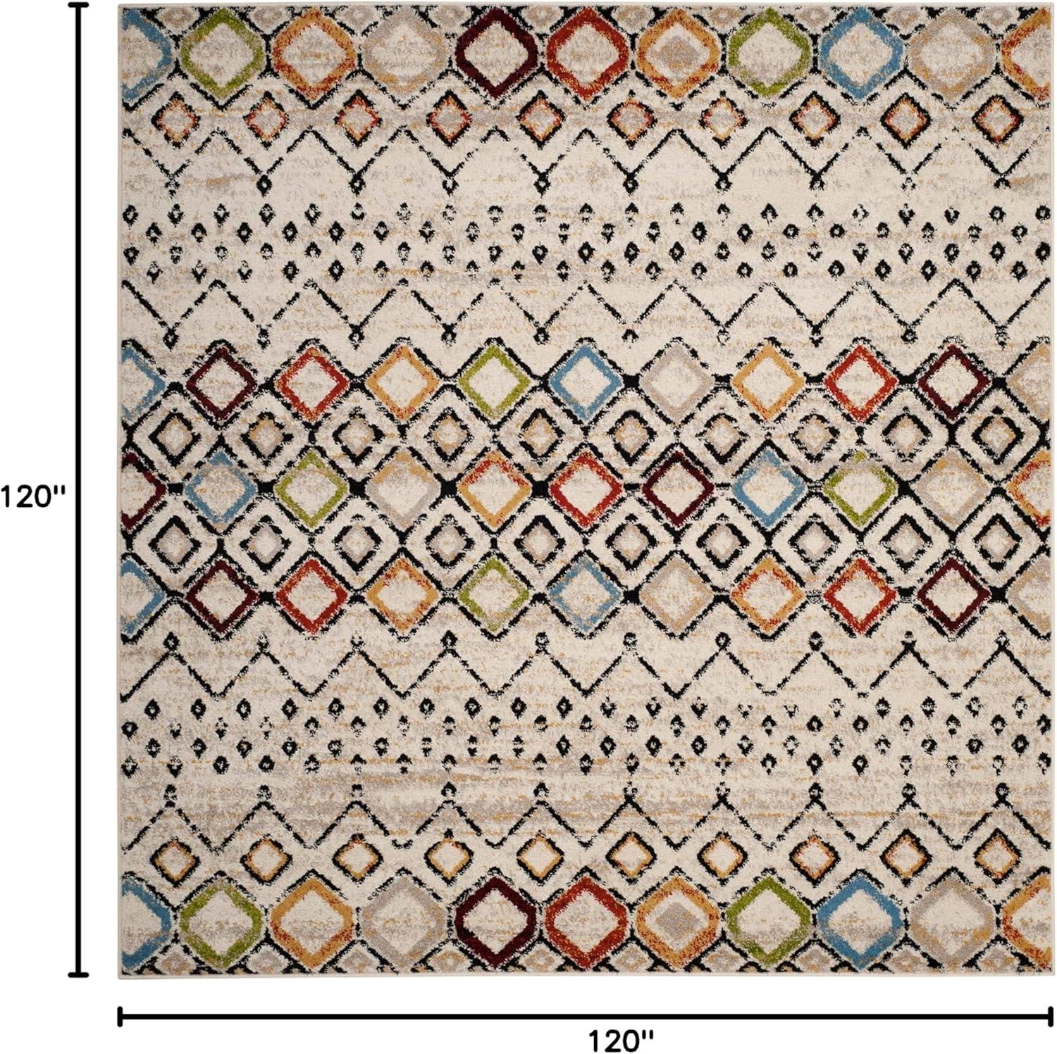 image:imageSAFAVIEH Amsterdam Collection Area Rug 8 x 10 Ivory amp Multi Moroccan Boho Design NonShedding amp Easy Care Ideal for High Traffic Areas in Living Room Bedroom AMS108KIvoryMulti