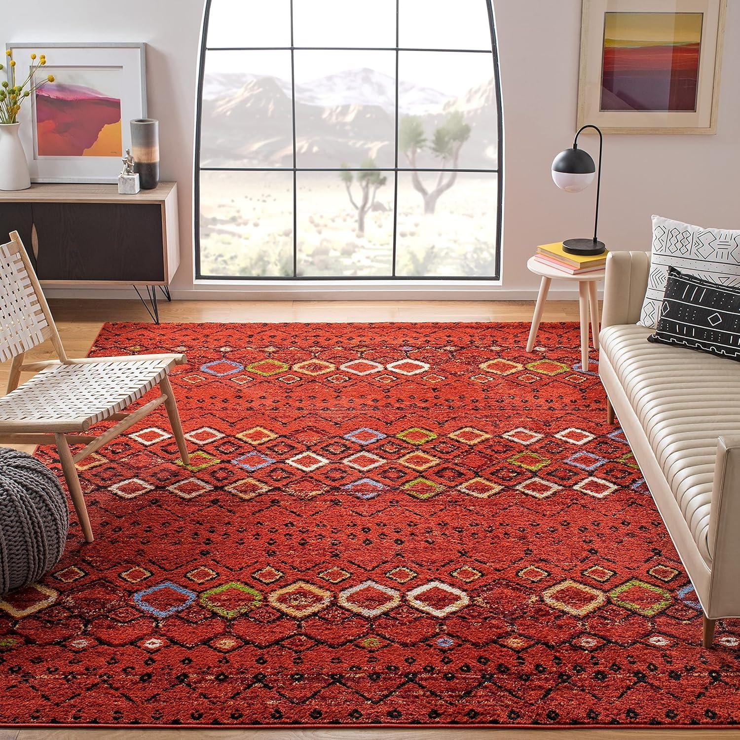 image:imageSAFAVIEH Amsterdam Collection Area Rug 8 x 10 Ivory amp Multi Moroccan Boho Design NonShedding amp Easy Care Ideal for High Traffic Areas in Living Room Bedroom AMS108KIvoryGrey