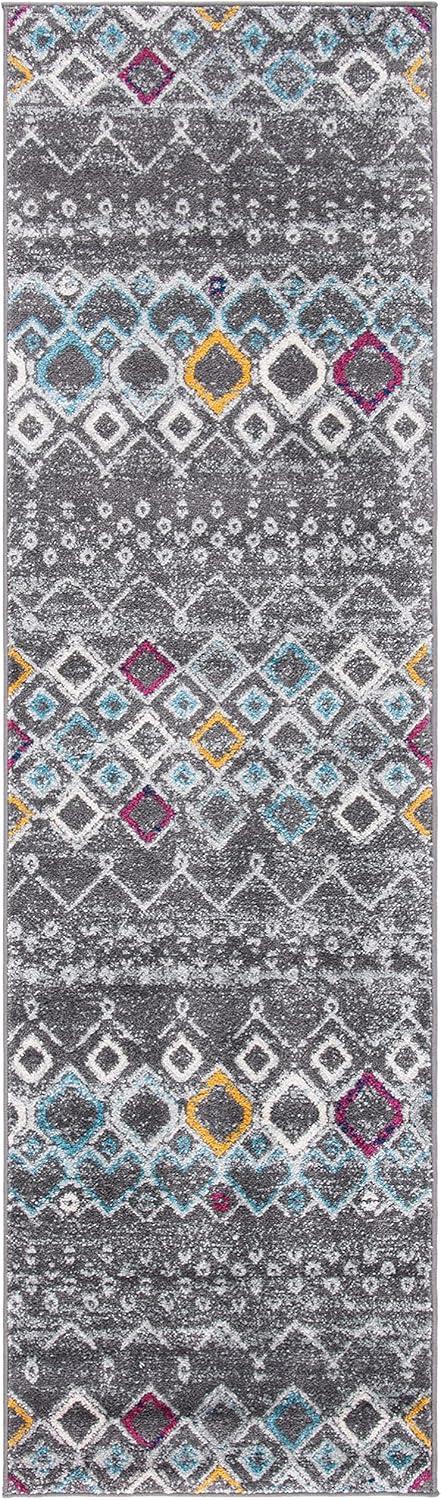 image:imageSAFAVIEH Amsterdam Collection Area Rug 8 x 10 Ivory amp Multi Moroccan Boho Design NonShedding amp Easy Care Ideal for High Traffic Areas in Living Room Bedroom AMS108KDark GreyIvory