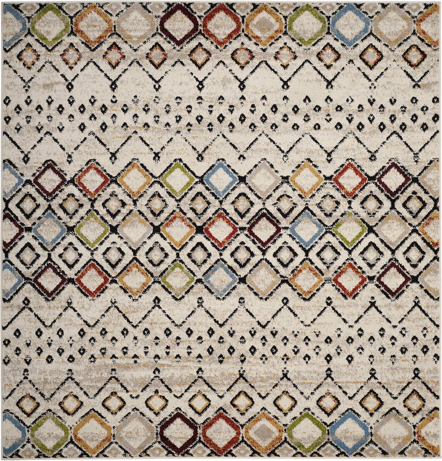image:imageSAFAVIEH Amsterdam Collection Area Rug 8 x 10 Ivory amp Multi Moroccan Boho Design NonShedding amp Easy Care Ideal for High Traffic Areas in Living Room Bedroom AMS108KIvoryMulti