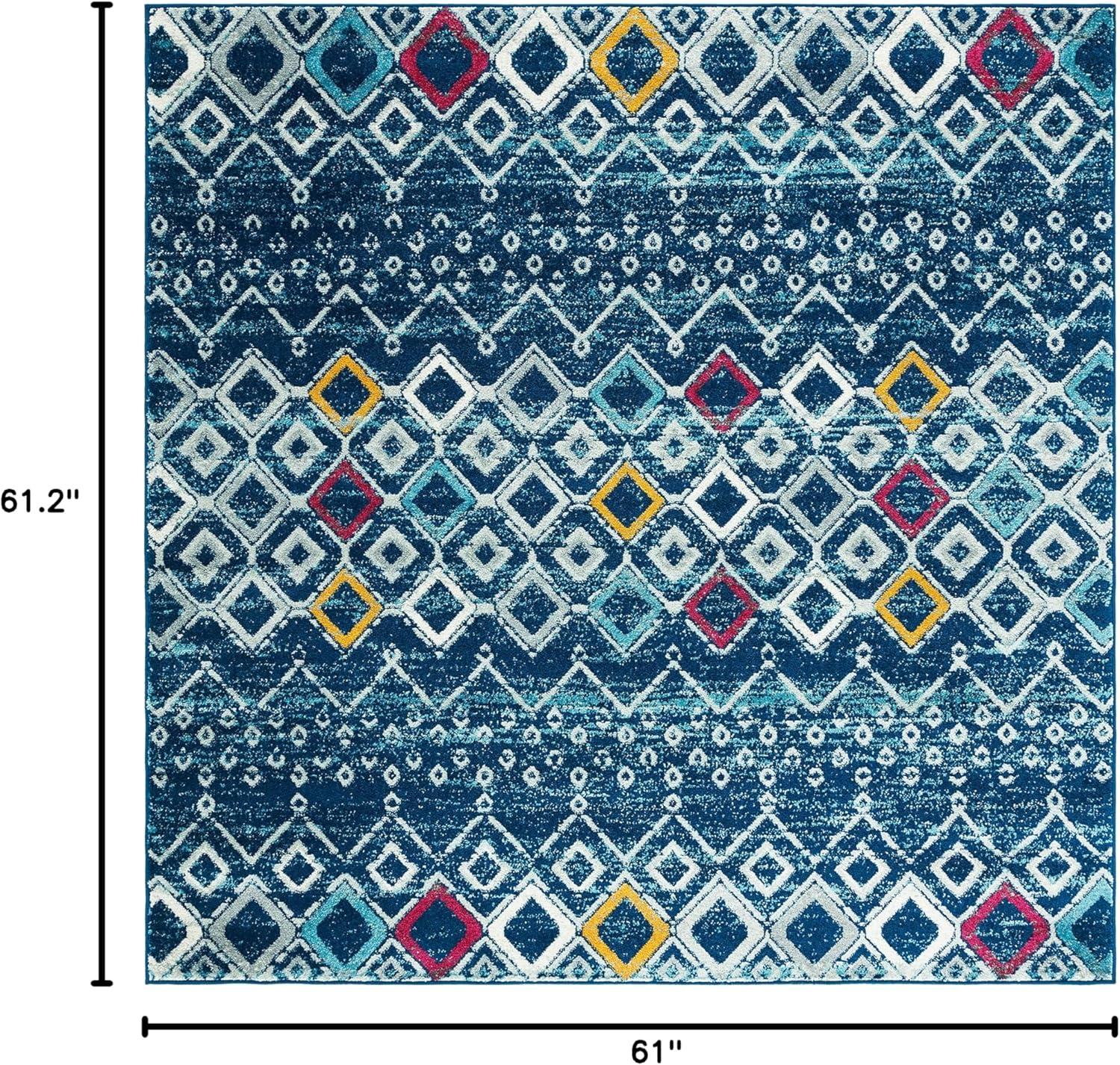 image:imageSAFAVIEH Amsterdam Collection Area Rug 8 x 10 Ivory amp Multi Moroccan Boho Design NonShedding amp Easy Care Ideal for High Traffic Areas in Living Room Bedroom AMS108KNavyTurquoise