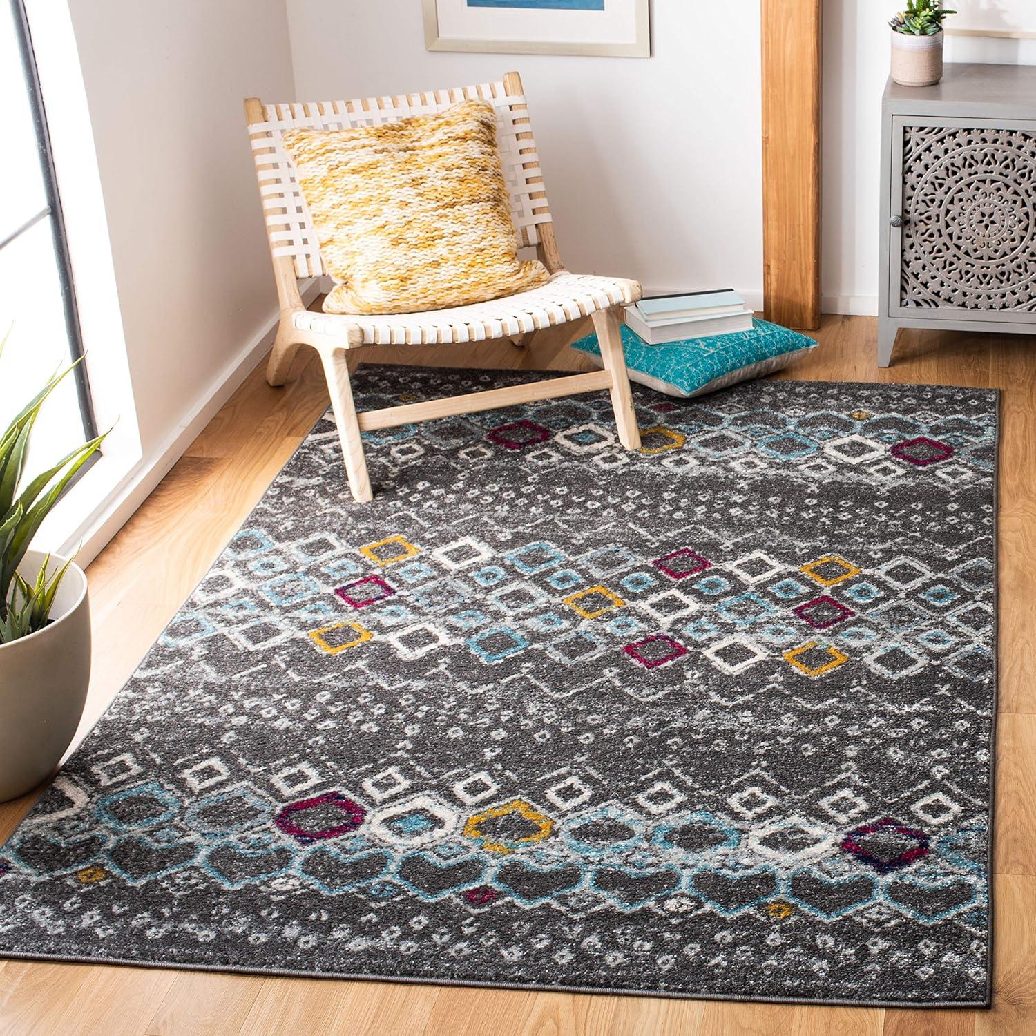 image:imageSAFAVIEH Amsterdam Collection Area Rug 8 x 10 Ivory amp Multi Moroccan Boho Design NonShedding amp Easy Care Ideal for High Traffic Areas in Living Room Bedroom AMS108KDark GreyIvory