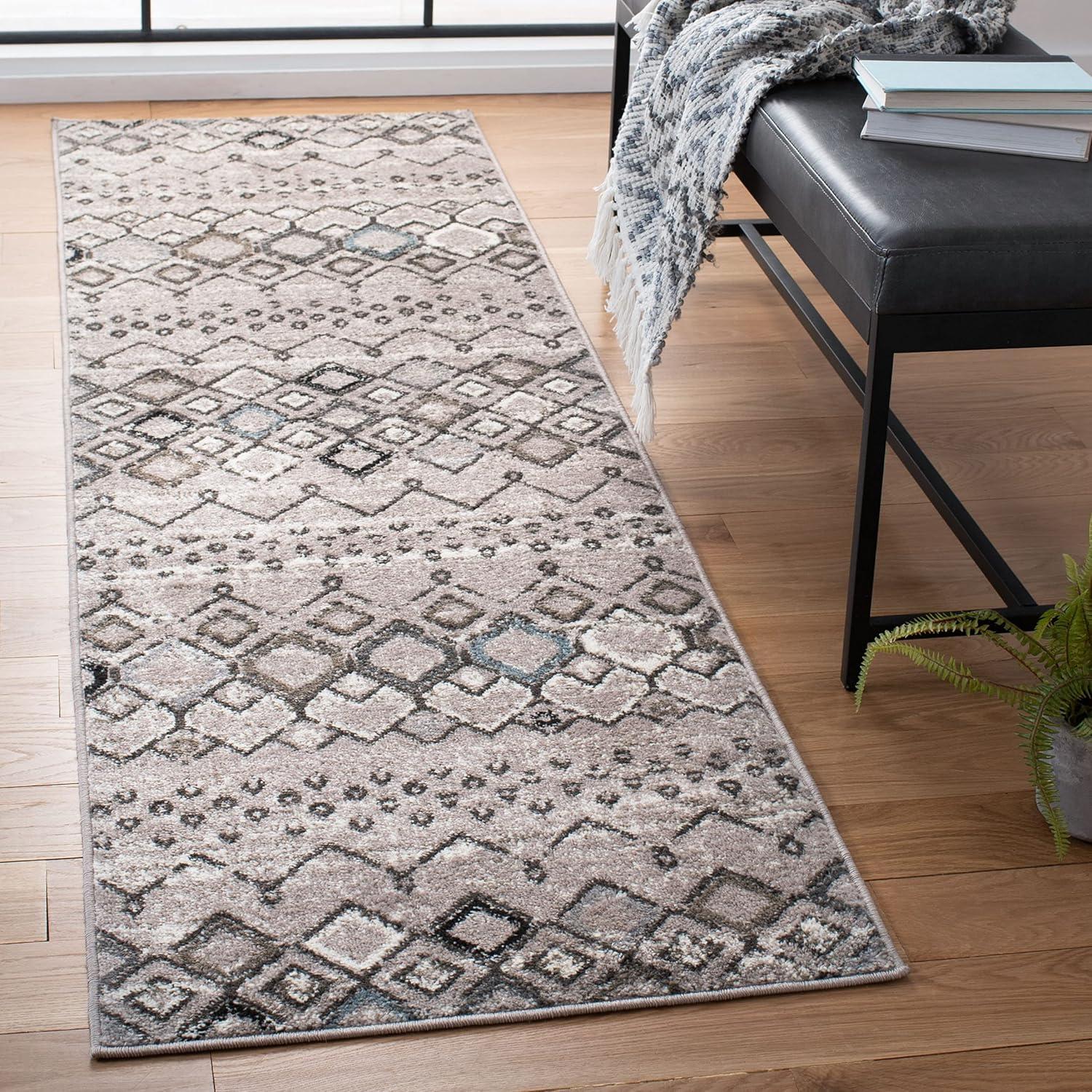 image:imageSAFAVIEH Amsterdam Collection Area Rug 8 x 10 Ivory amp Multi Moroccan Boho Design NonShedding amp Easy Care Ideal for High Traffic Areas in Living Room Bedroom AMS108KLight GreyBrown