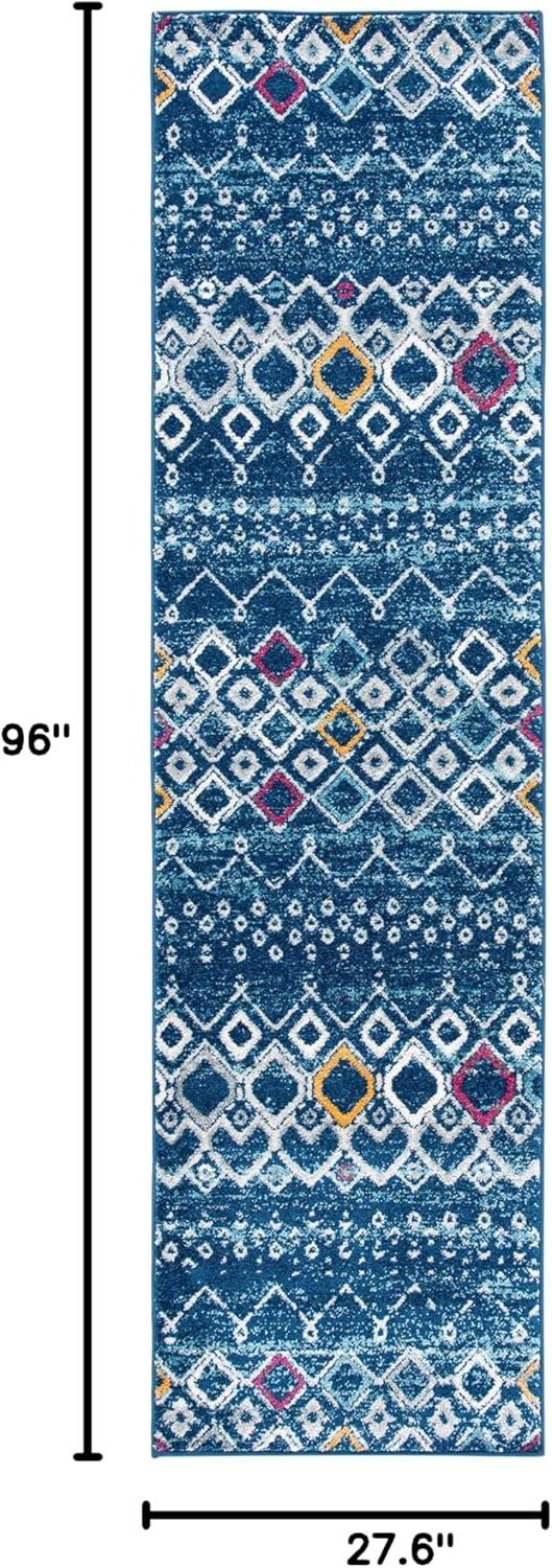 image:imageSAFAVIEH Amsterdam Collection Area Rug 8 x 10 Ivory amp Multi Moroccan Boho Design NonShedding amp Easy Care Ideal for High Traffic Areas in Living Room Bedroom AMS108KNavyTurquoise