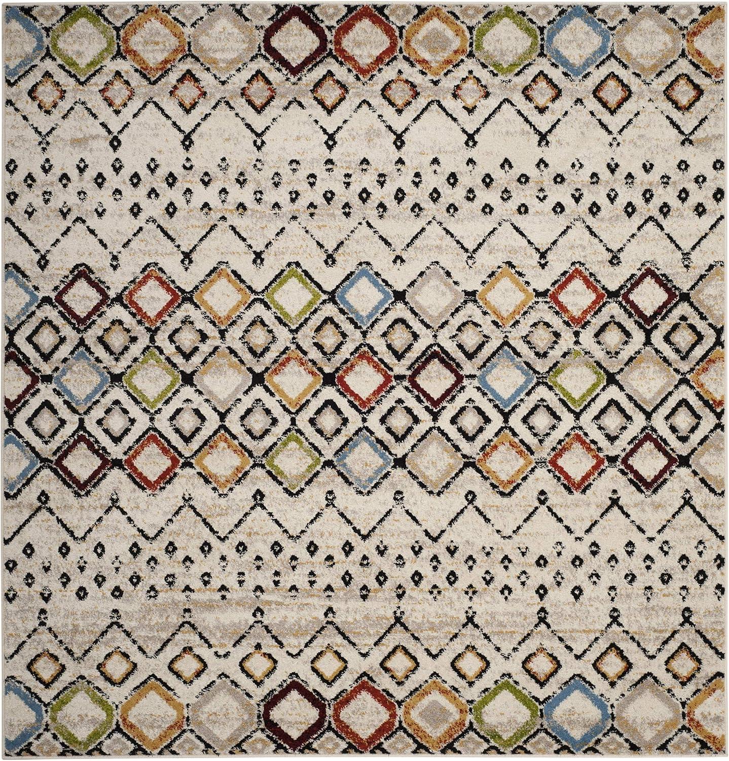 image:imageSAFAVIEH Amsterdam Collection Area Rug 8 x 10 Ivory amp Multi Moroccan Boho Design NonShedding amp Easy Care Ideal for High Traffic Areas in Living Room Bedroom AMS108KIvoryMulti