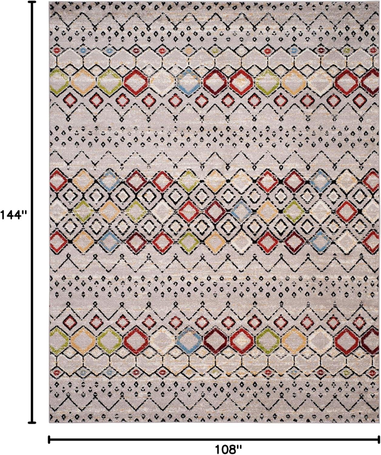 image:imageSAFAVIEH Amsterdam Collection Area Rug 8 x 10 Ivory amp Multi Moroccan Boho Design NonShedding amp Easy Care Ideal for High Traffic Areas in Living Room Bedroom AMS108KLight GreyMulti