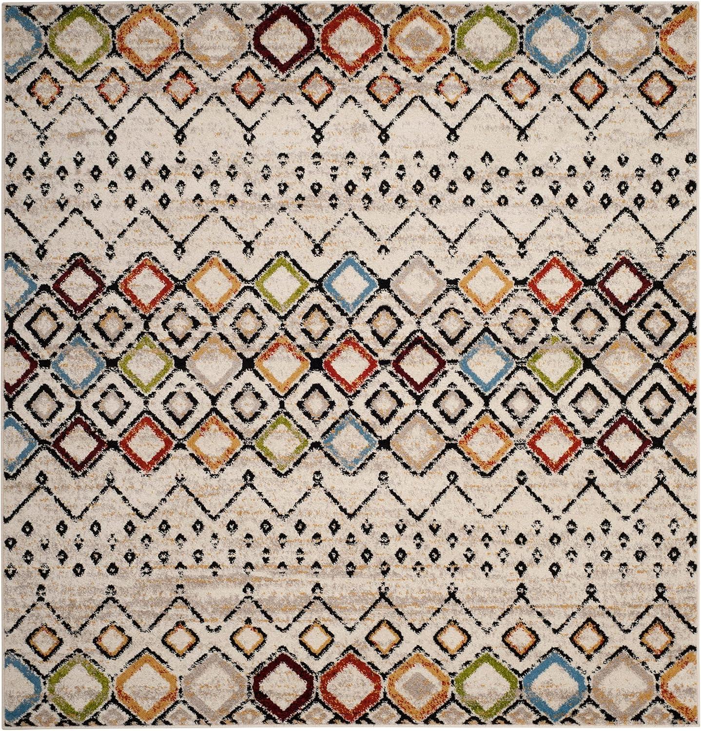 image:imageSAFAVIEH Amsterdam Collection Area Rug 8 x 10 Ivory amp Multi Moroccan Boho Design NonShedding amp Easy Care Ideal for High Traffic Areas in Living Room Bedroom AMS108KIvoryMulti