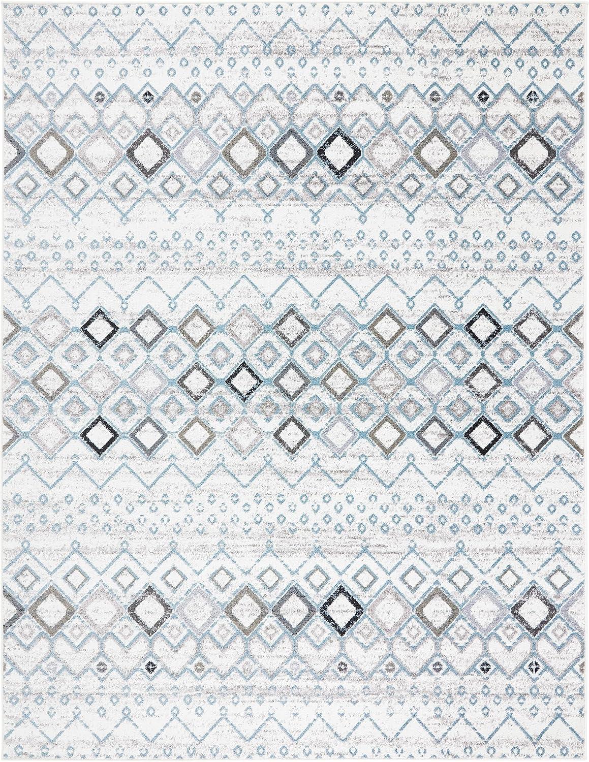 image:imageSAFAVIEH Amsterdam Collection Area Rug 8 x 10 Ivory amp Multi Moroccan Boho Design NonShedding amp Easy Care Ideal for High Traffic Areas in Living Room Bedroom AMS108KIvoryGrey